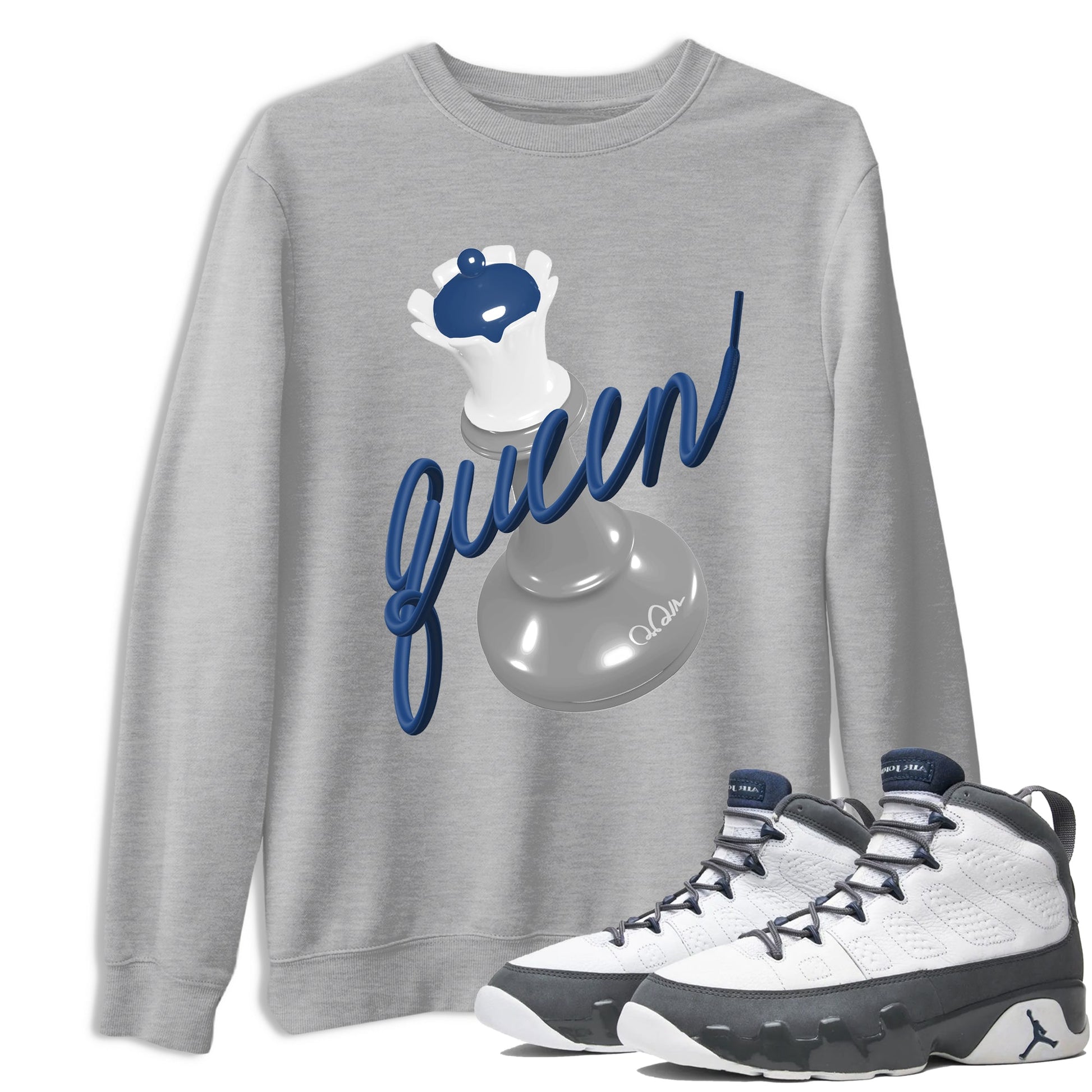 Sneaker match tees – Sneaker Tees To Match Air Jordan 9 Flint Grey Shoes – 3D Queen Tee Heather Grey 1