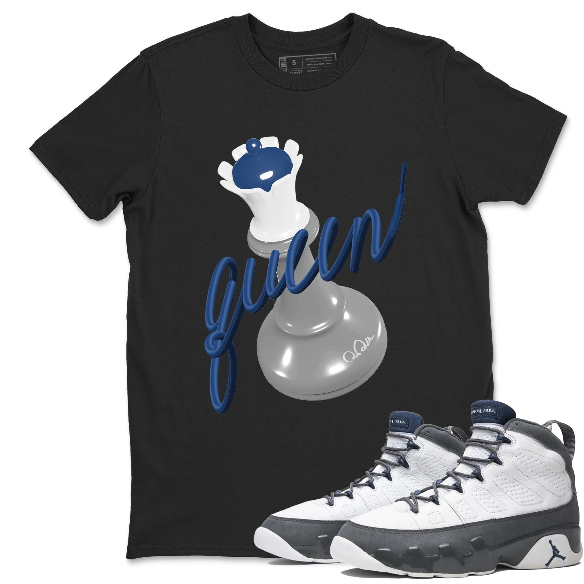 Sneaker match tees – Sneaker Tees To Match Air Jordan 9 Flint Grey Shoes – 3D Queen Tee Black 1