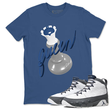 Sneaker match tees – Sneaker Tees To Match Air Jordan 9 Flint Grey Shoes – 3D Queen Tee Denim Blue 1