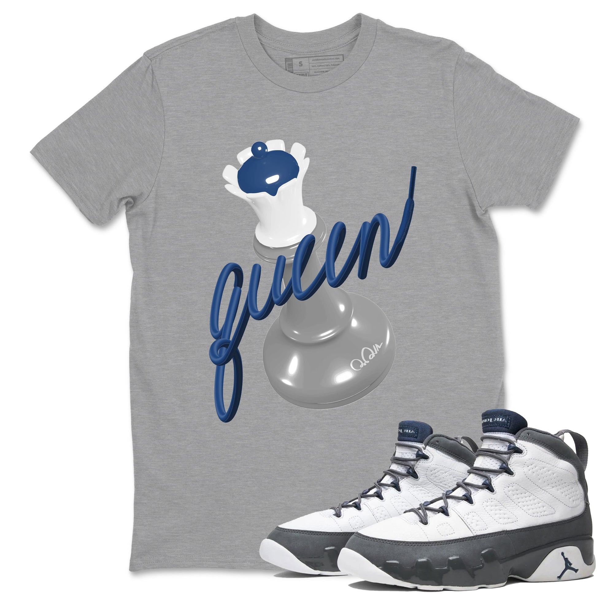 Sneaker match tees – Sneaker Tees To Match Air Jordan 9 Flint Grey Shoes – 3D Queen Tee Heather Grey 1