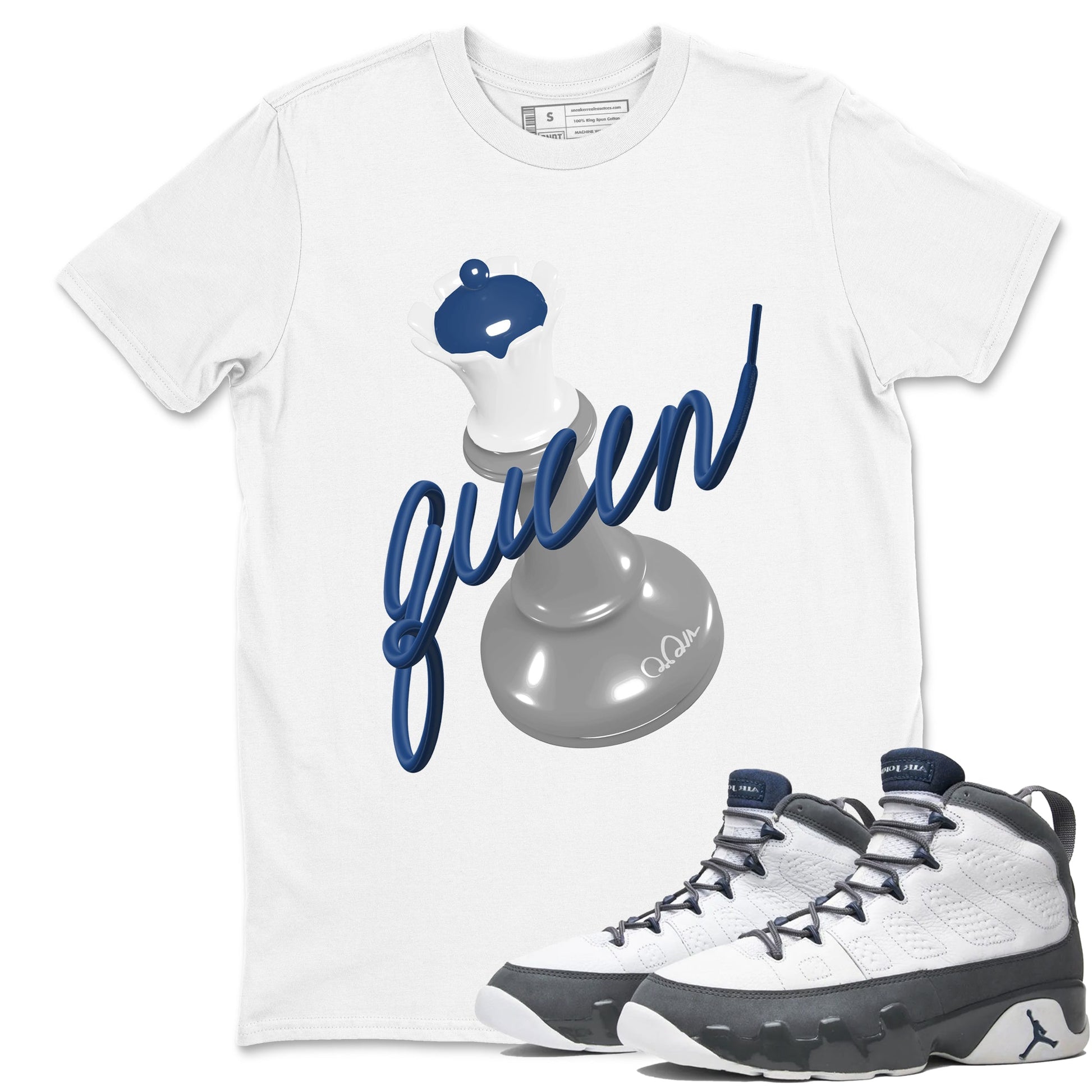 Sneaker match tees – Sneaker Tees To Match Air Jordan 9 Flint Grey Shoes – 3D Queen Tee White 1