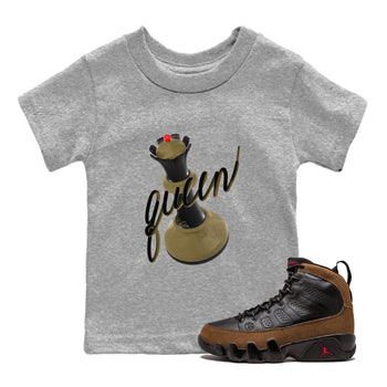 9s Olive shirts to match jordans 3D Queen sneaker match tees Air Jordan 9 Olive match shoes to clothes SNRT Sneaker Tees Youth Baby Heather Grey 1 tee