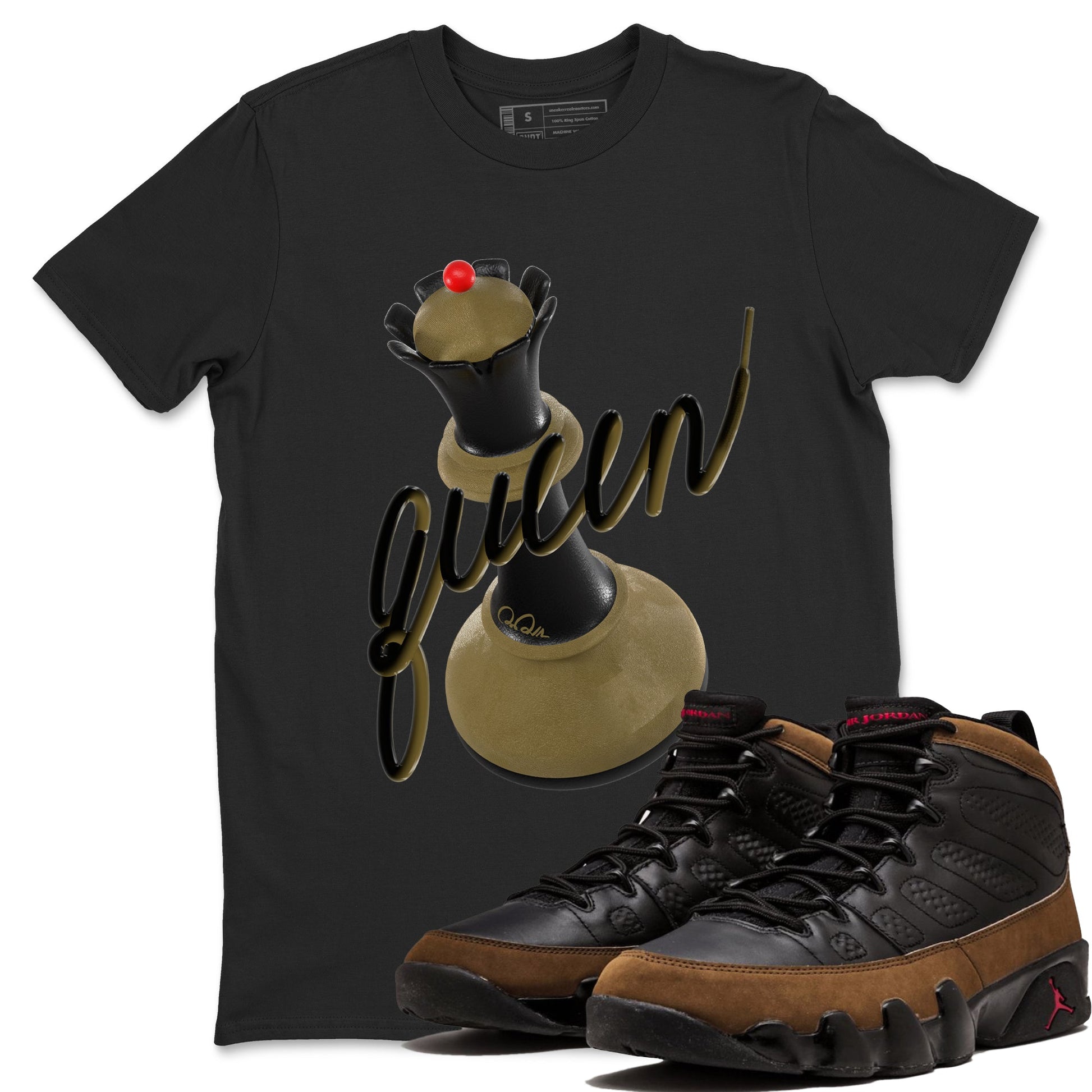 9s Olive shirts to match jordans 3D Queen sneaker match tees Air Jordan 9 Olive match shoes to clothes SNRT Sneaker Tees unisex cotton Black 1 shirts