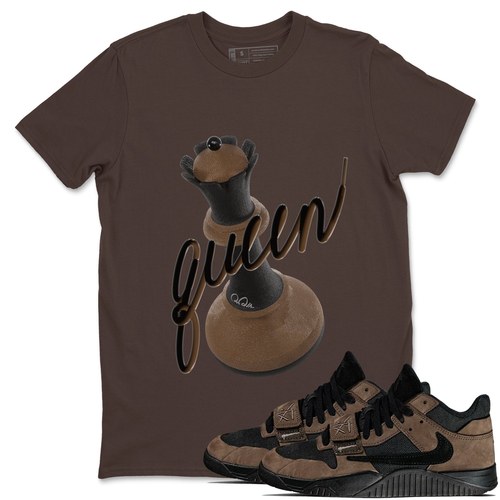 Jordan Jumpman Jack TR Travis Scott Dark Mocha shirts to match jordans 3D Queen sneaker match tees Jordan Jumpman Jack Travis Scott Dark Mocha match shoes to clothes SNRT Sneaker Tees unisex cotton Dark Chocolate 1 shirts