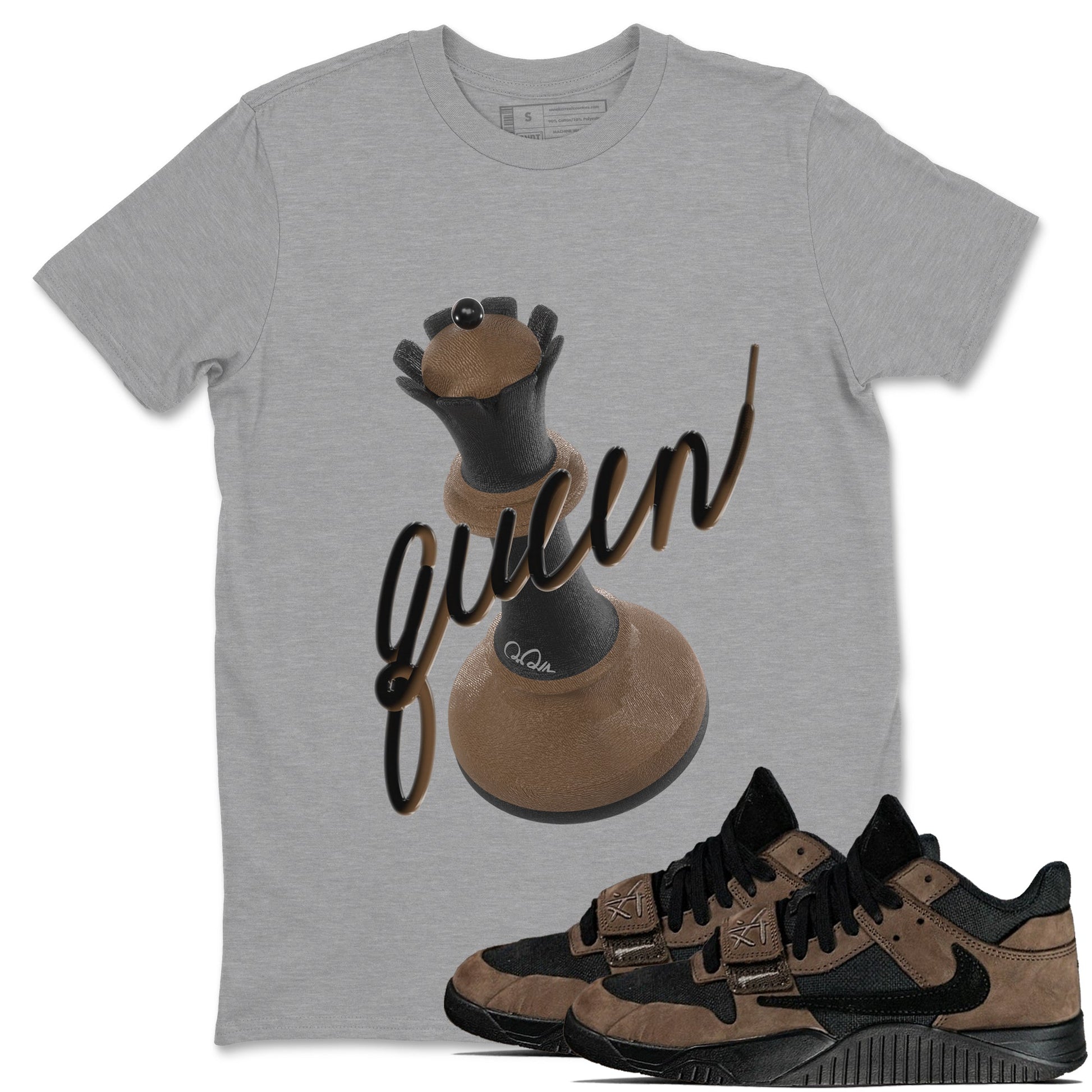 Jordan Jumpman Jack TR Travis Scott Dark Mocha shirts to match jordans 3D Queen sneaker match tees Jordan Jumpman Jack Travis Scott Dark Mocha match shoes to clothes SNRT Sneaker Tees unisex cotton Heather Grey 1 shirts