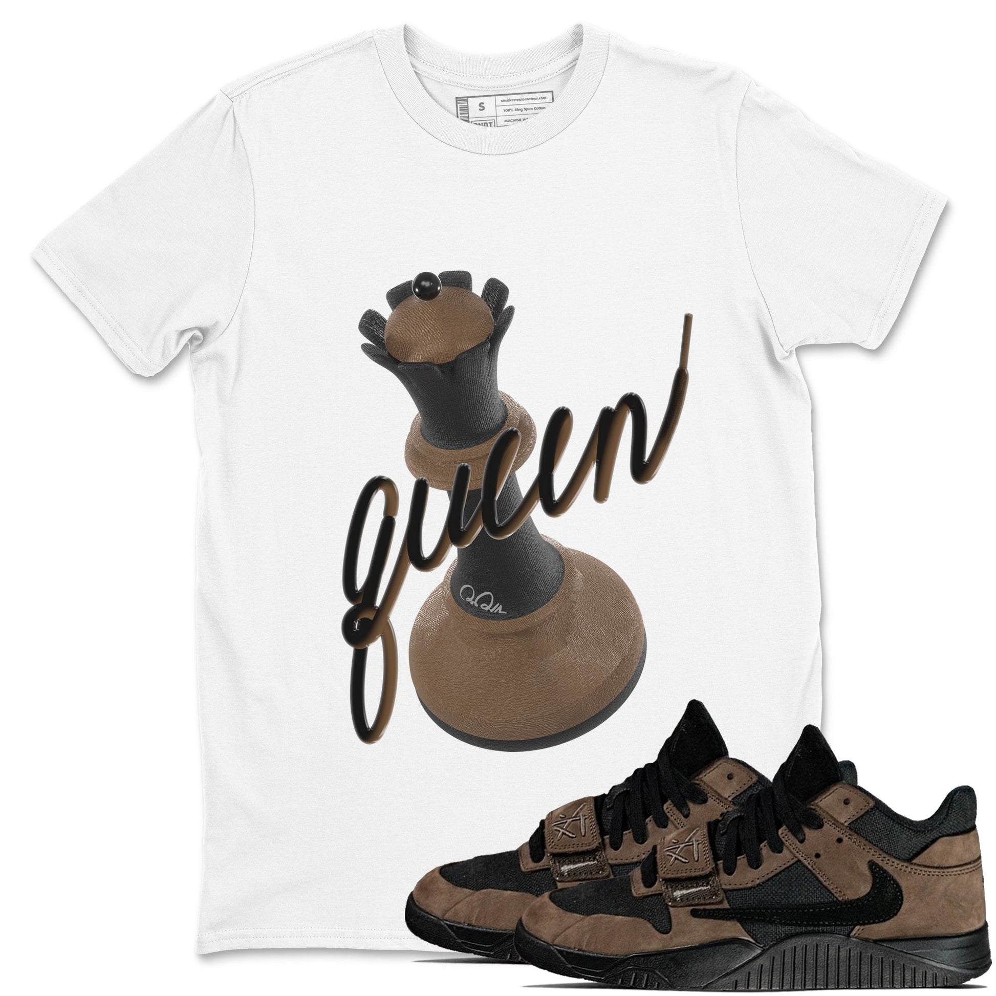 Jordan Jumpman Jack TR Travis Scott Dark Mocha shirts to match jordans 3D Queen sneaker match tees Jordan Jumpman Jack Travis Scott Dark Mocha match shoes to clothes SNRT Sneaker Tees unisex cotton White 1 shirts