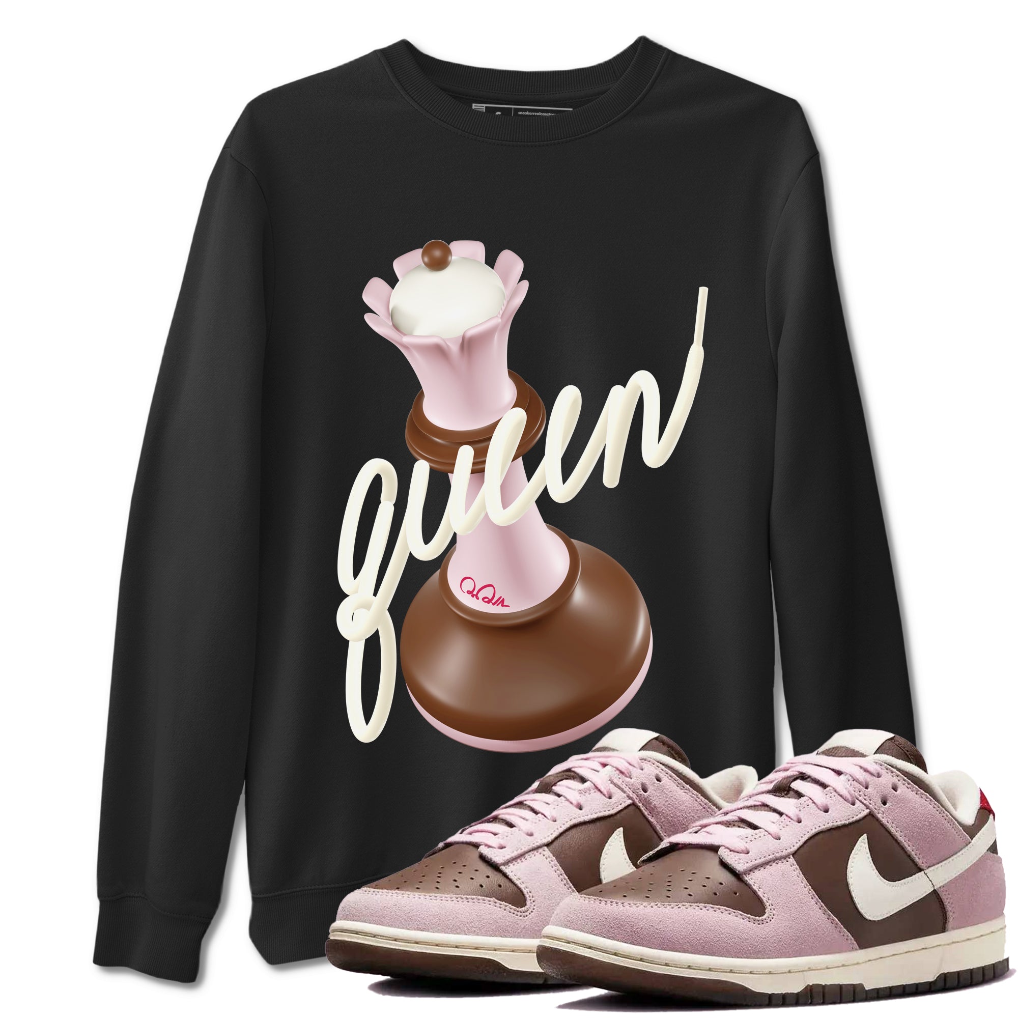 Dunk Cacao Wow And Pink Foam shirts to match jordans 3D Queen sneaker match tees Dunk Cacao Wow And Pink Foam SNRT Sneaker Tees streetwear brand Black 1 unisex cotton tee