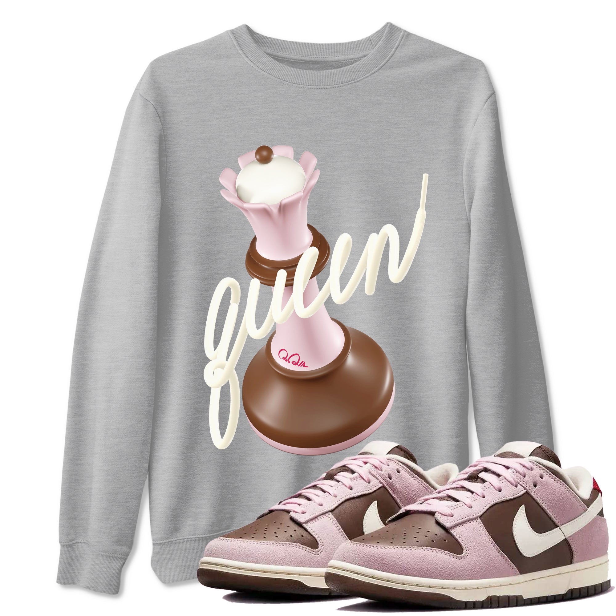 Dunk Cacao Wow And Pink Foam shirts to match jordans 3D Queen sneaker match tees Dunk Cacao Wow And Pink Foam SNRT Sneaker Tees streetwear brand Heather Grey 1 unisex cotton tee