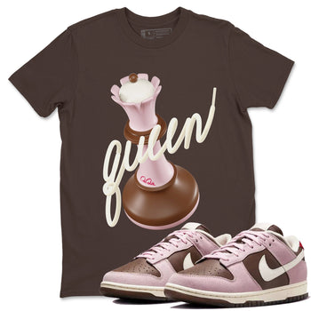 Dunk Cacao Wow And Pink Foam shirts to match jordans 3D Queen sneaker match tees Dunk Cacao Wow And Pink Foam SNRT Sneaker Tees streetwear brand Dark Chocolate 1 unisex cotton tee