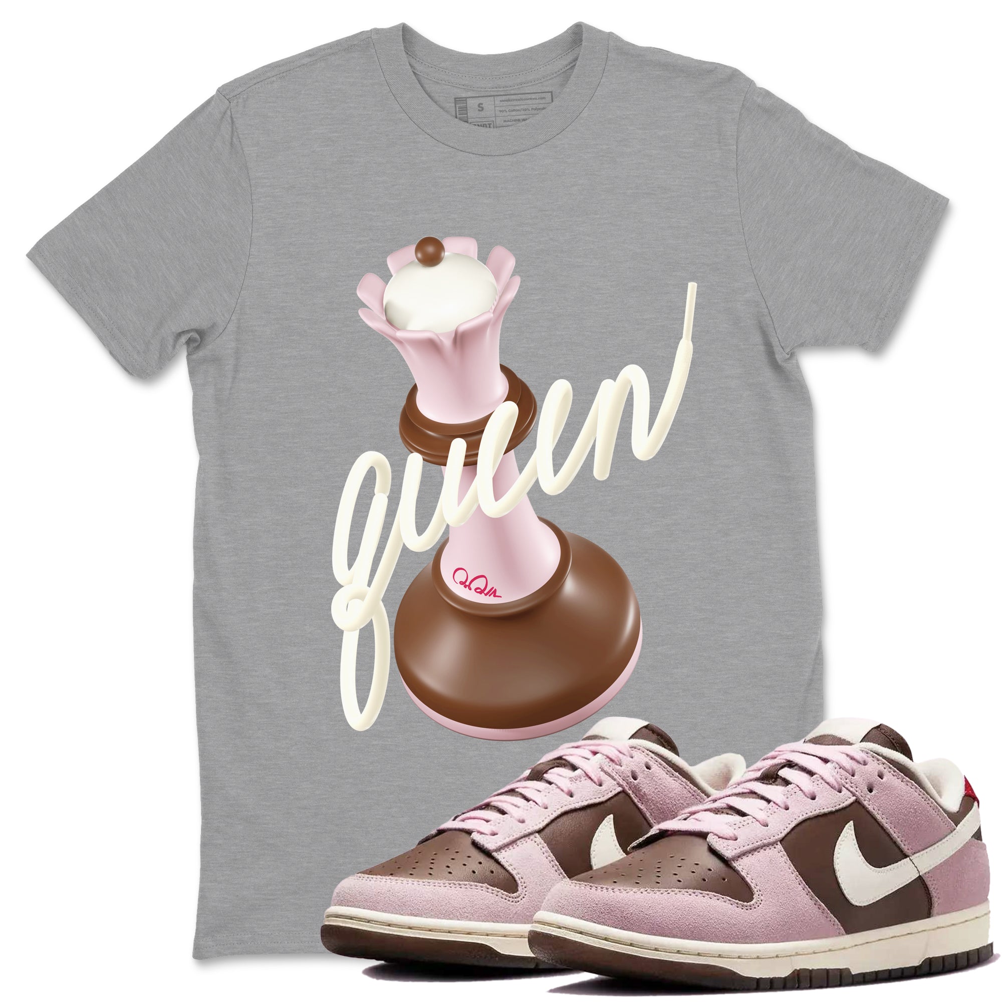 Dunk Cacao Wow And Pink Foam shirts to match jordans 3D Queen sneaker match tees Dunk Cacao Wow And Pink Foam SNRT Sneaker Tees streetwear brand Heather Grey 1 unisex cotton tee