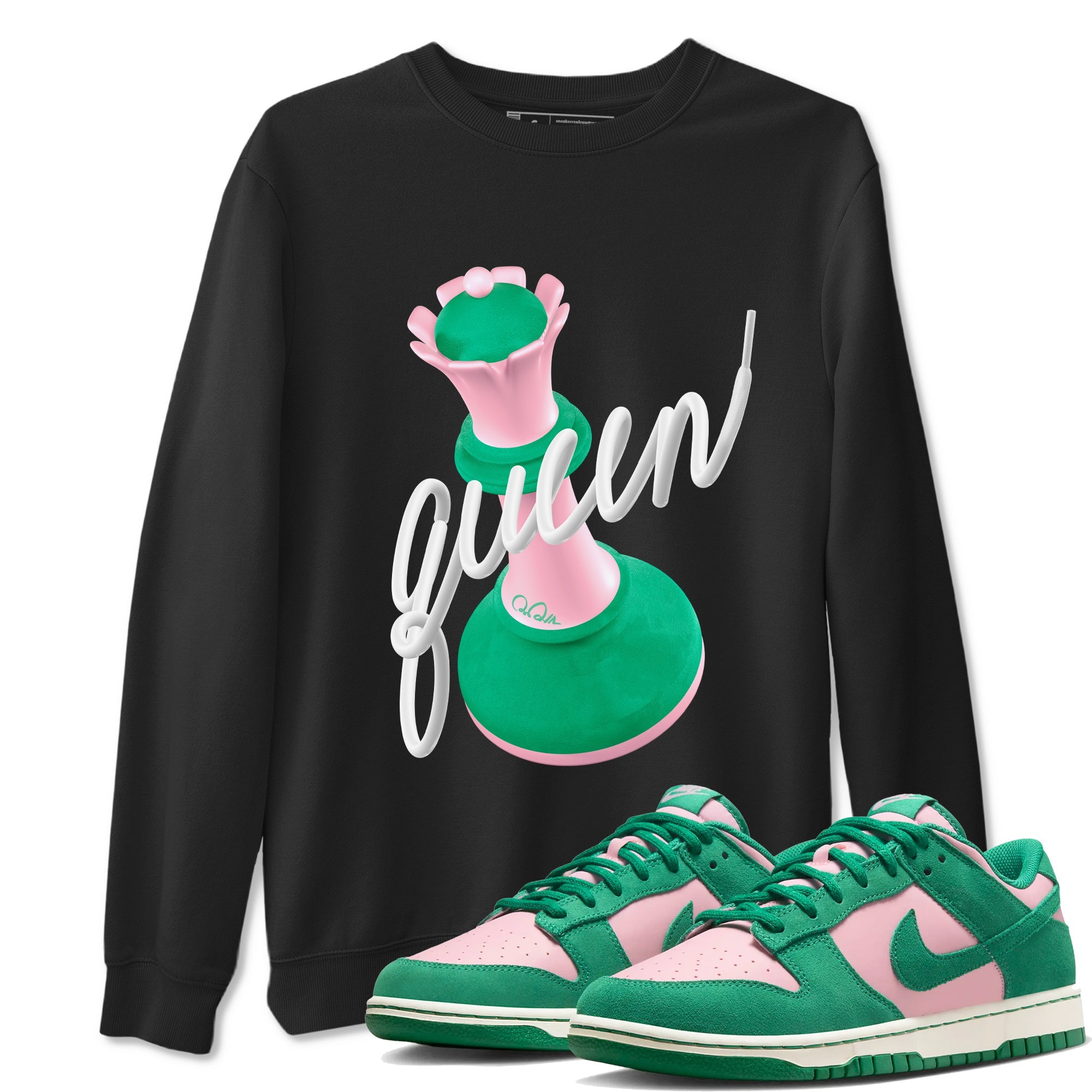 Dunk Low Medium Soft Pink Malachite shirt to match jordans 3D Queen sneaker tees Dunk Retro SE Medium Soft Pink Malachite SNRT Sneaker Release Tees unisex cotton Black 1 crew neck shirt