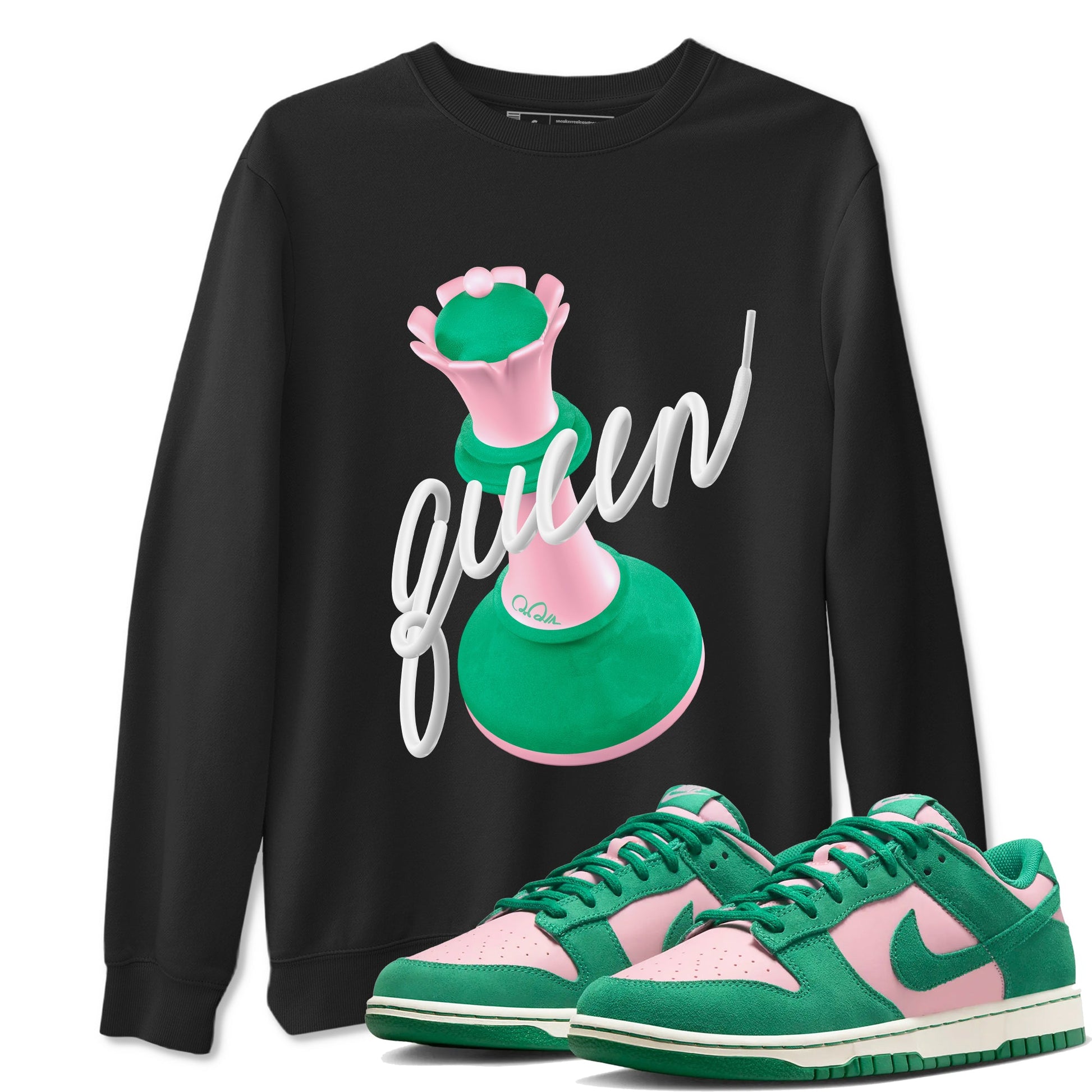 Dunk Low Medium Soft Pink Malachite shirt to match jordans 3D Queen sneaker tees Dunk Retro SE Medium Soft Pink Malachite SNRT Sneaker Release Tees unisex cotton Black 1 crew neck shirt