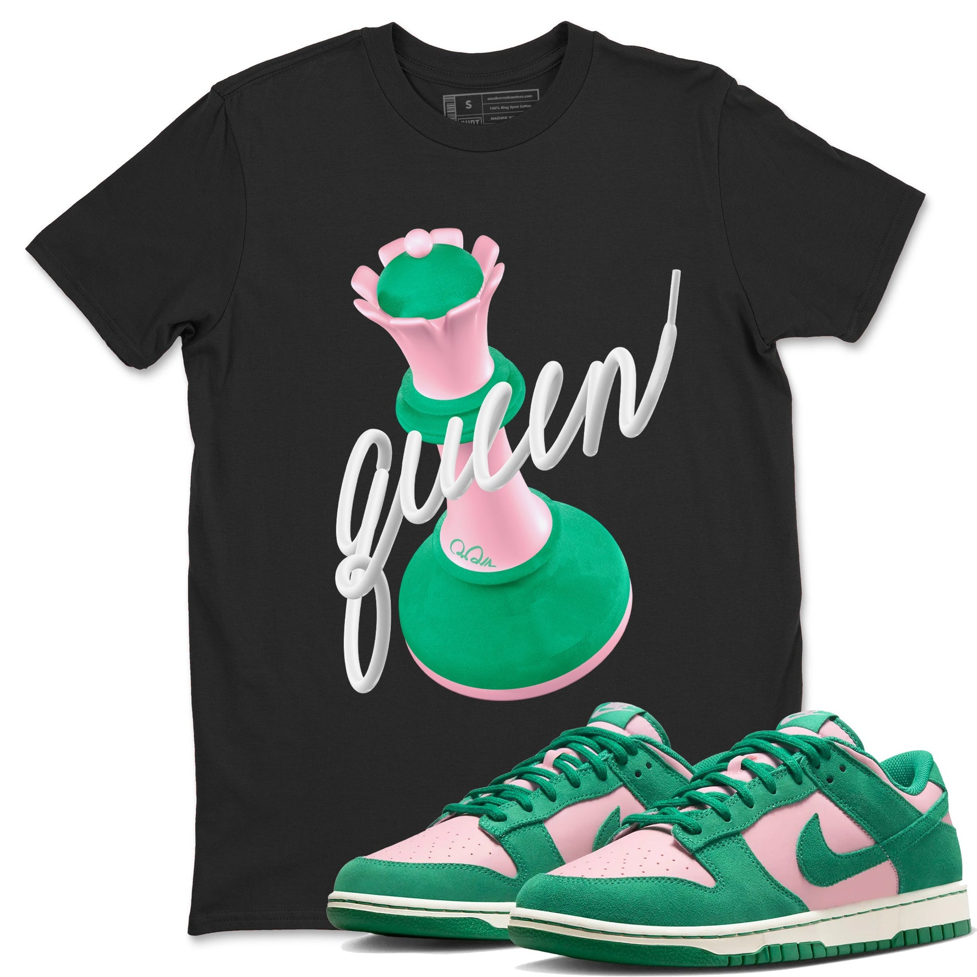 Dunk Low Medium Soft Pink Malachite shirt to match jordans 3D Queen sneaker tees Dunk Retro SE Medium Soft Pink Malachite SNRT Sneaker Release Tees unisex cotton Black 1 crew neck shirt