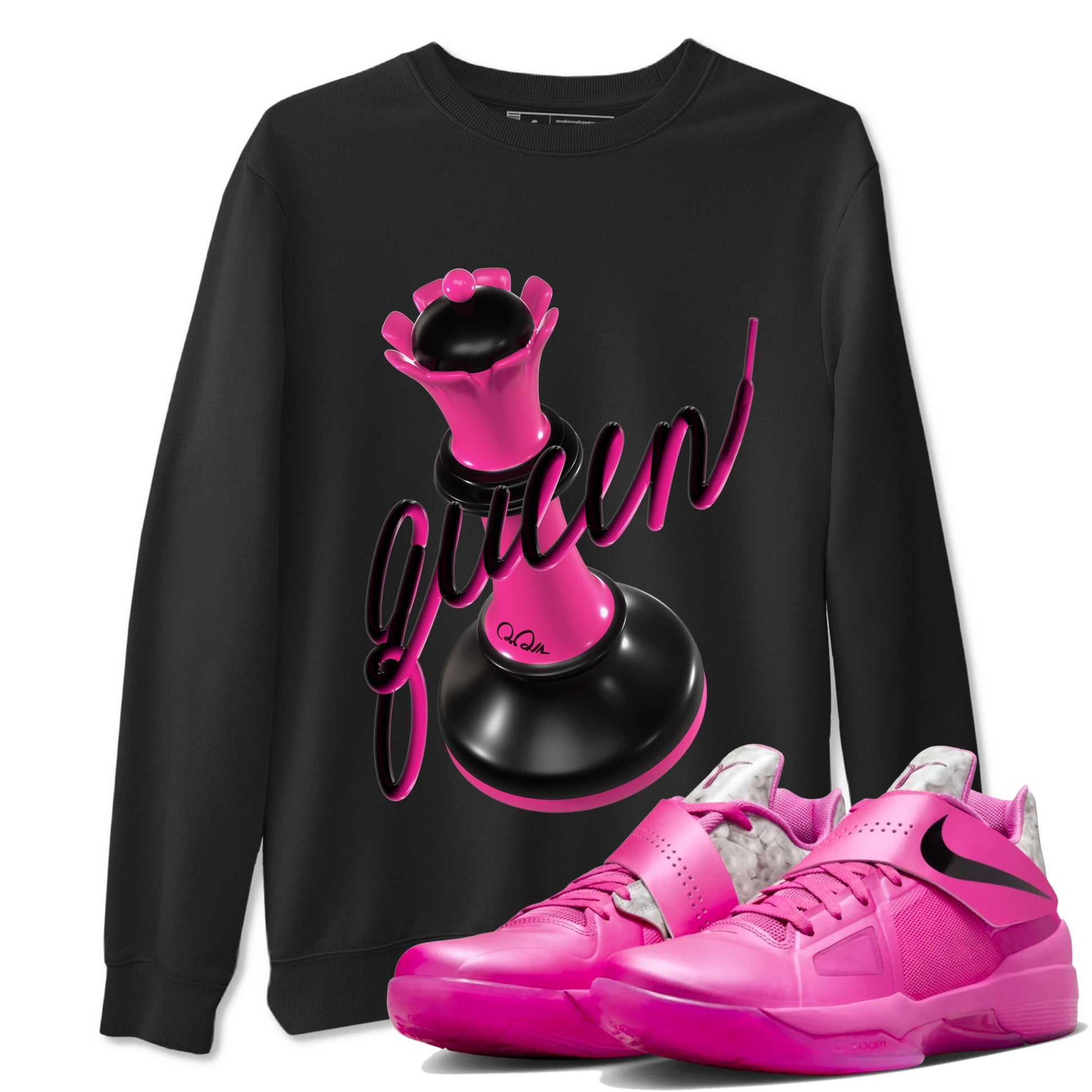 KD 4 Aunt Pearl shirts to match jordans 3D Queen graphic tees KD 4 Aunt Pearl t shirts to match sneakers SNRT Sneaker Tees unisex cotton Black 1 shirts