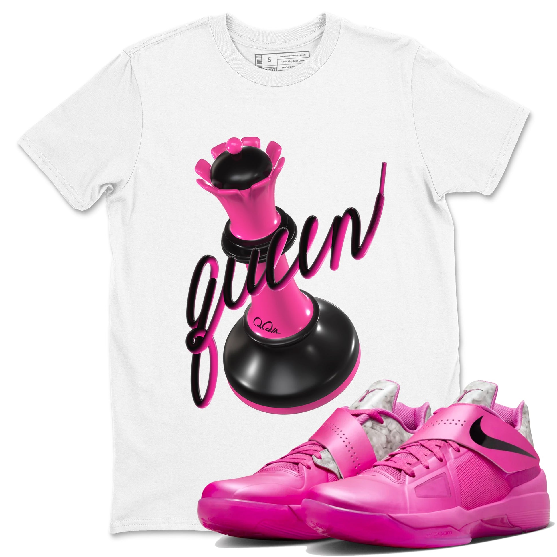 KD 4 Aunt Pearl shirts to match jordans 3D Queen graphic tees KD 4 Aunt Pearl t shirts to match sneakers SNRT Sneaker Tees unisex cotton White 1 shirts