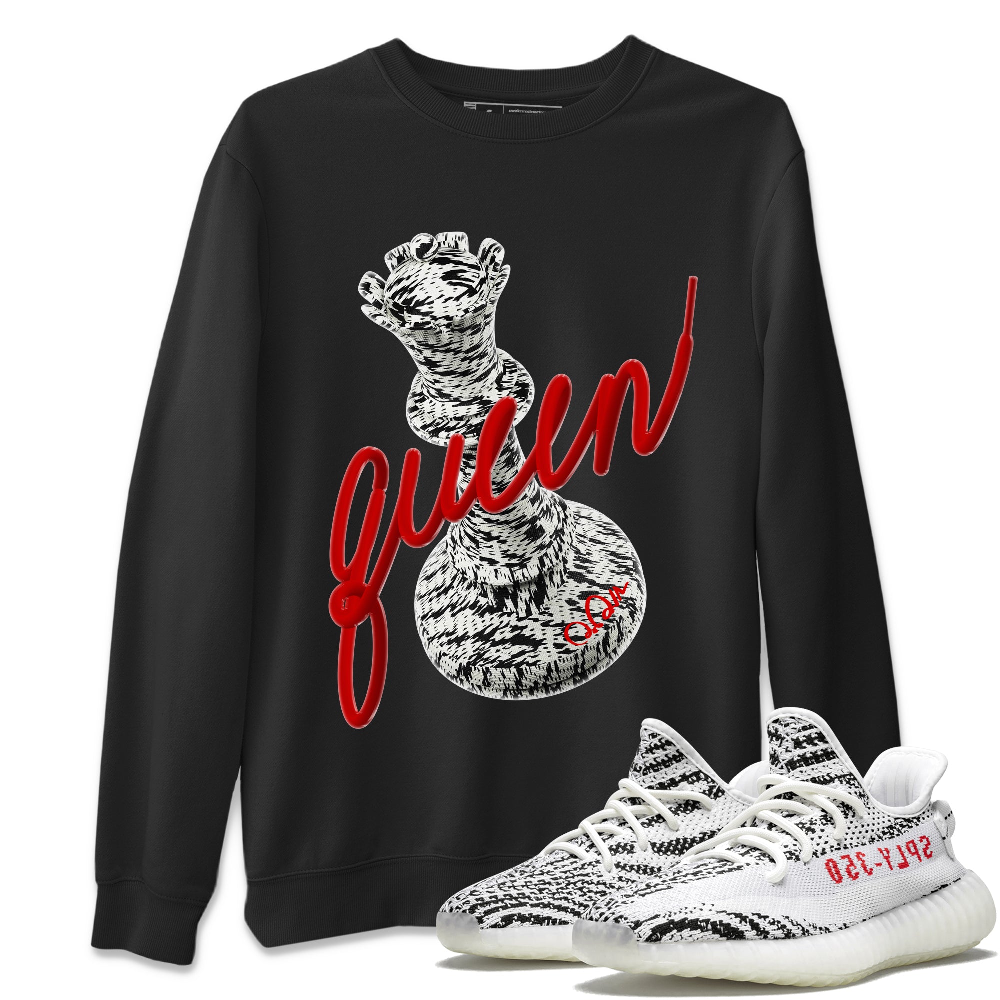 Yeezy 350 Zebra Sneaker Match Tees 3D Queen Sneaker Tees Yeezy Boost 350 V2 Zebra Sneaker Release Tees Unisex Shirts Black 1