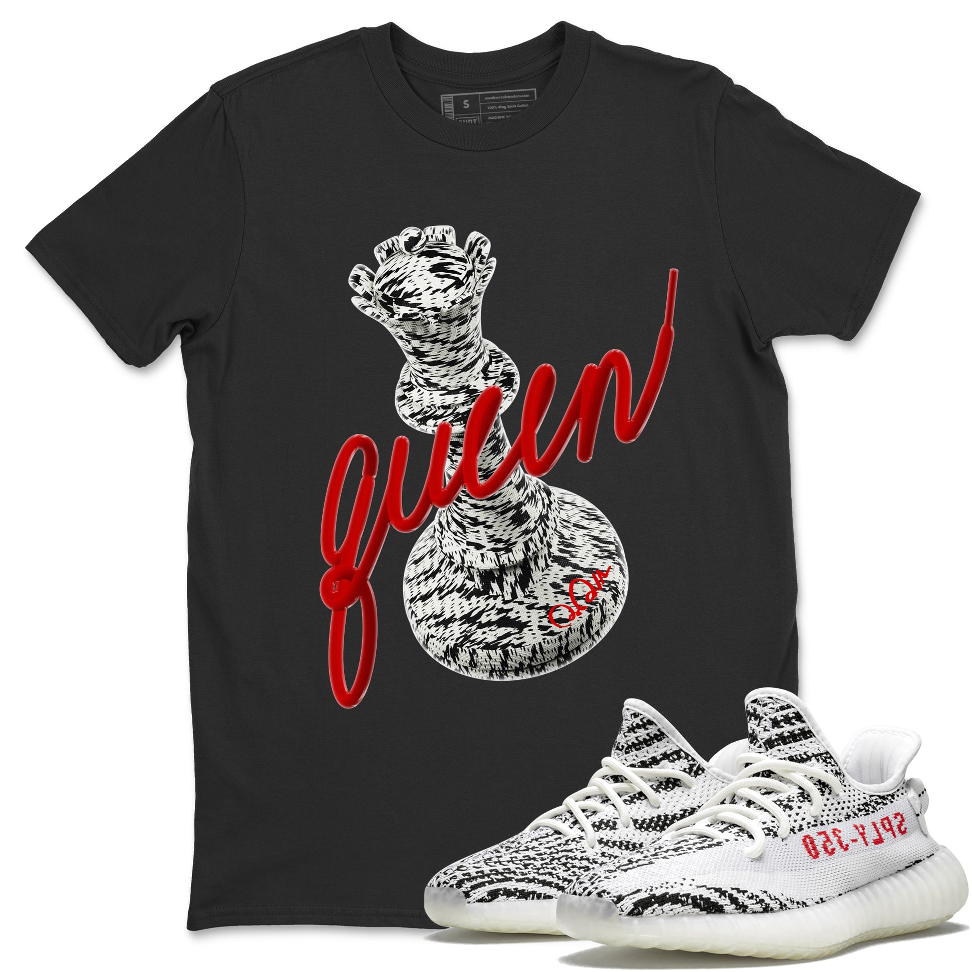Yeezy 350 Zebra Sneaker Match Tees 3D Queen Sneaker Tees Yeezy Boost 350 V2 Zebra Sneaker Release Tees Unisex Shirts Black 1