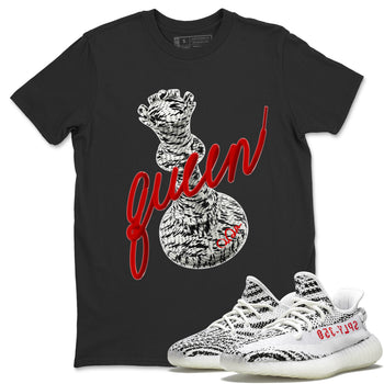 Yeezy 350 Zebra Sneaker Match Tees 3D Queen Sneaker Tees Yeezy Boost 350 V2 Zebra Sneaker Release Tees Unisex Shirts Black 1