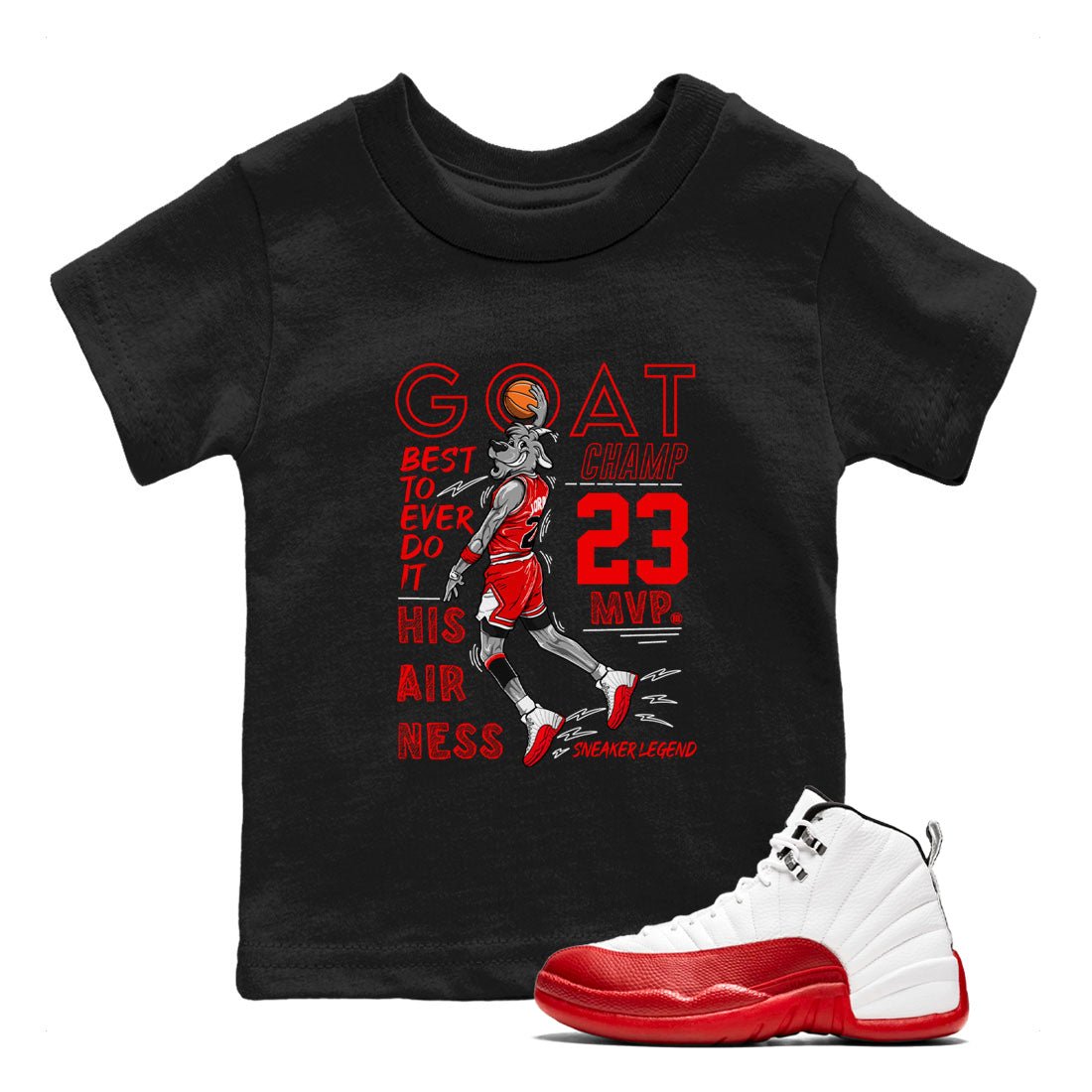 MVP Goat SNRT Sneaker Tee Kids - Air Jordan 12 Cherry - SNRT Sneaker Tee