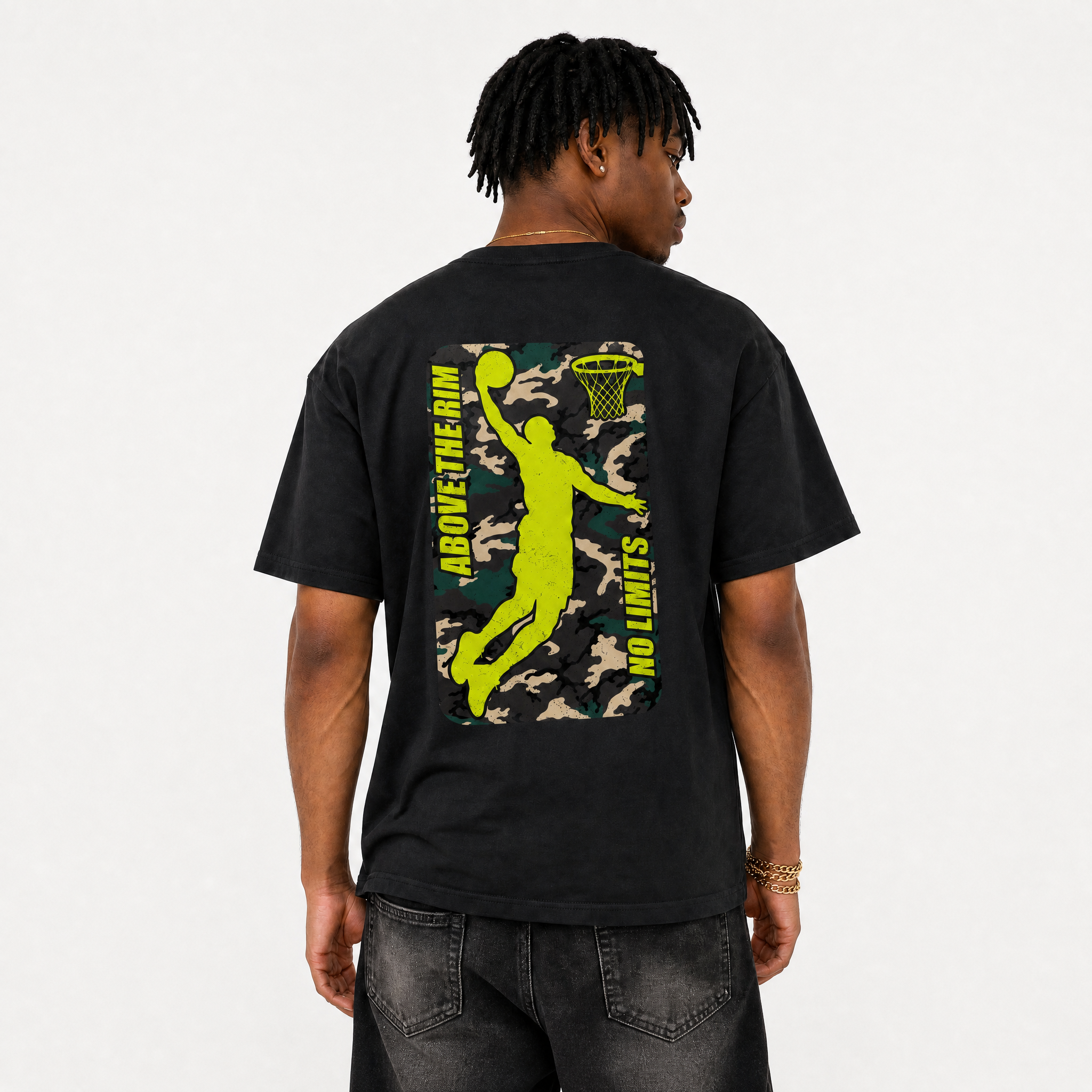 Above The Rim Premium Graphic Tee - Air Foamposite Pro Green Camo