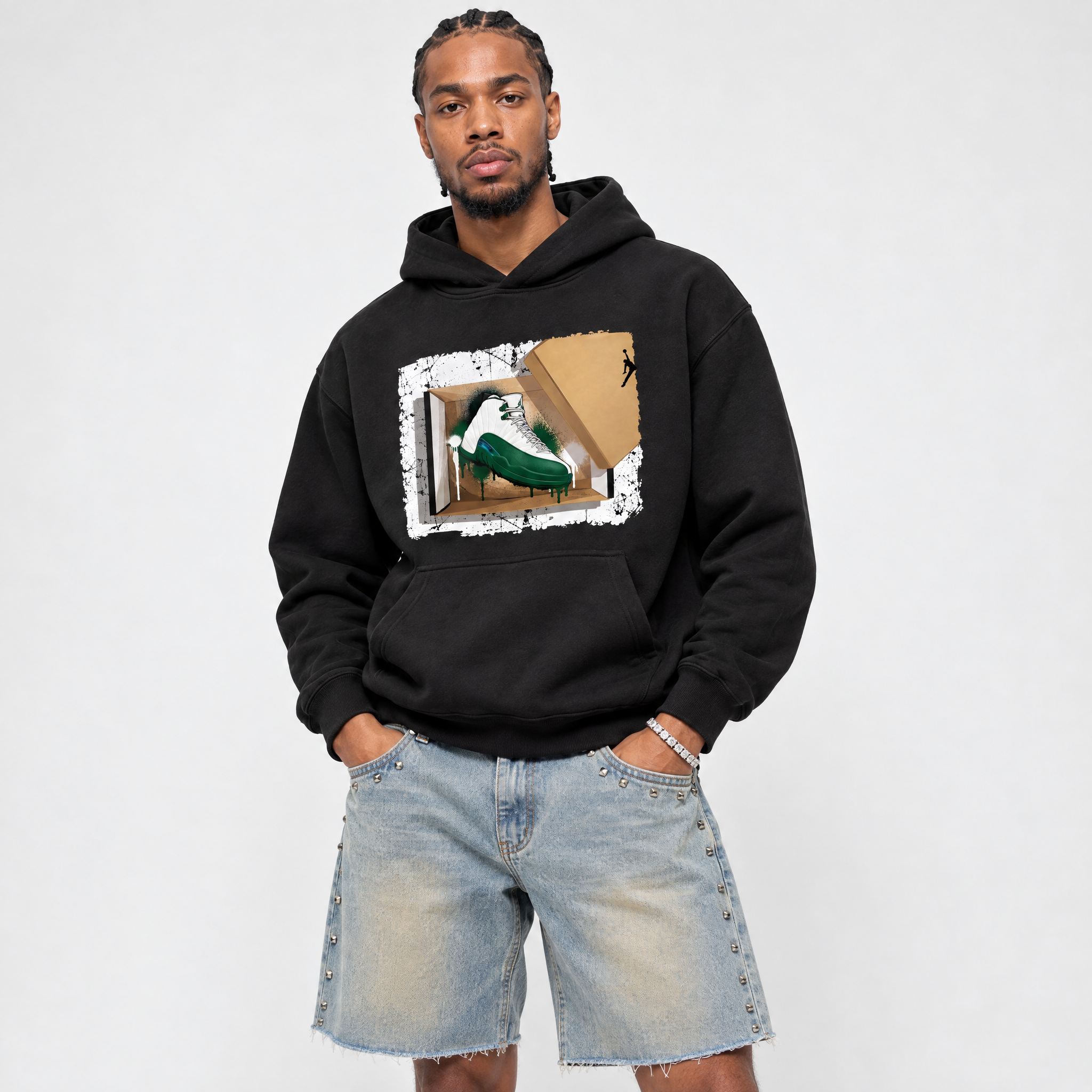 New Kicks Air Jordan 12 Summit Green Matching Graphic Hoodie