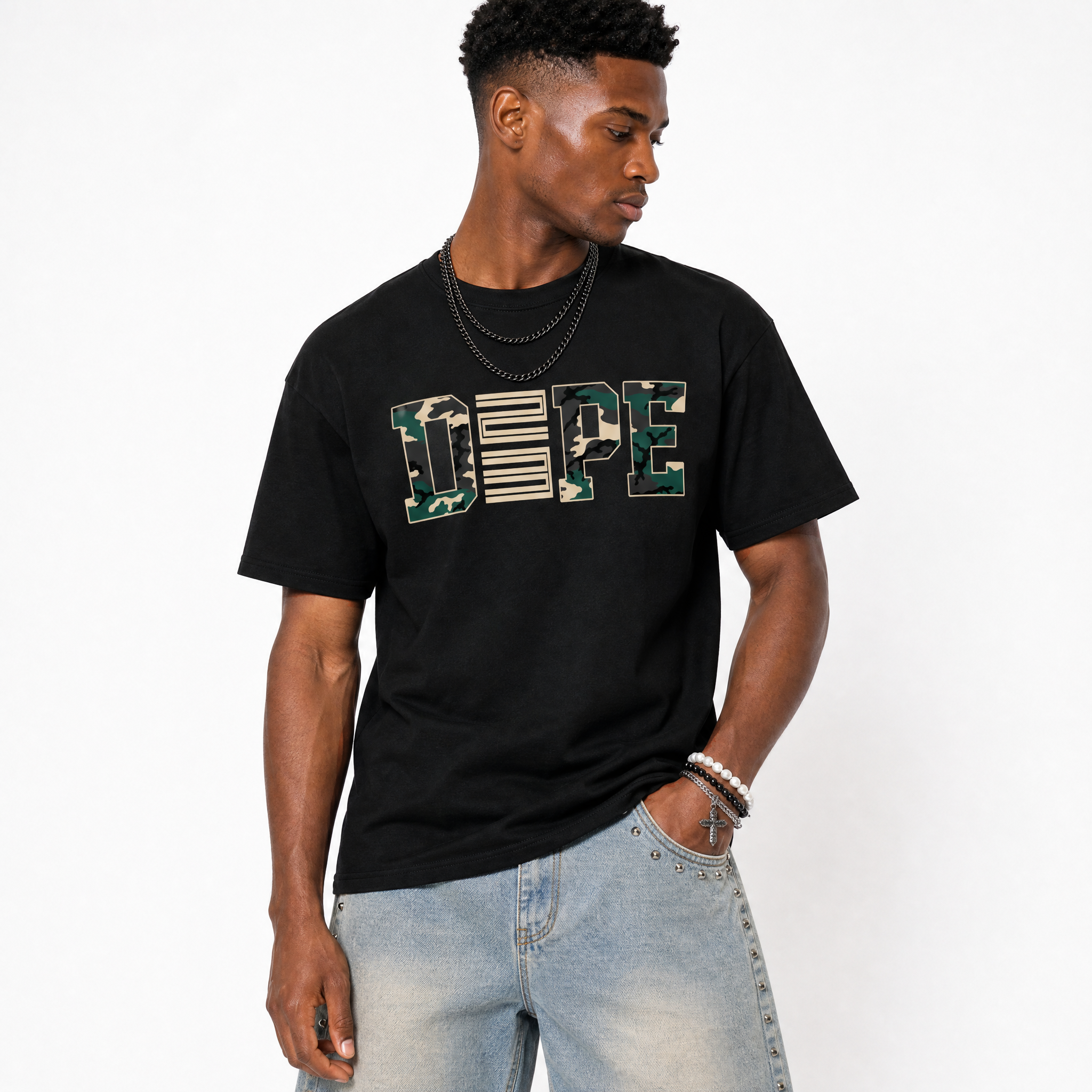 Dope 23 Premium Graphic T-shirt - Air Foamposite Pro Green Camo