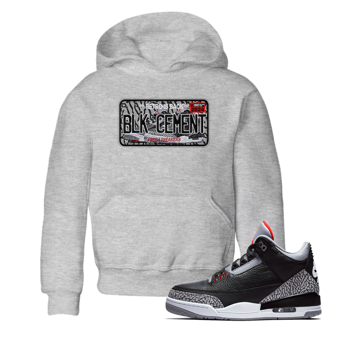 Sneaker Plate SNRT Sneaker Tees Kids - Air Jordan 3 Black Cement - SNRT Sneaker T-shirts