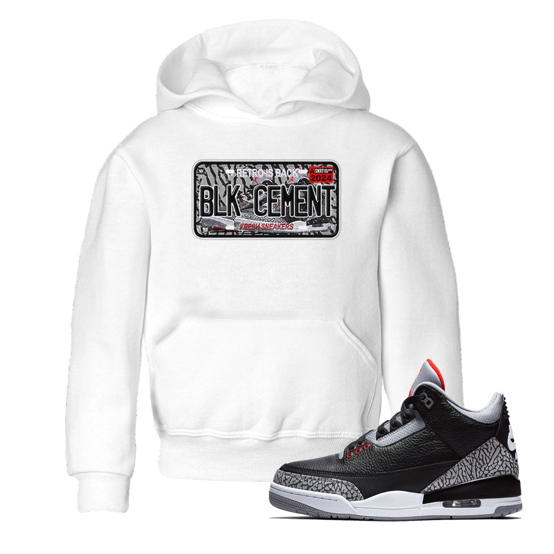 Sneaker Plate SNRT Sneaker Tees Kids - Air Jordan 3 Black Cement - SNRT Sneaker T-shirts