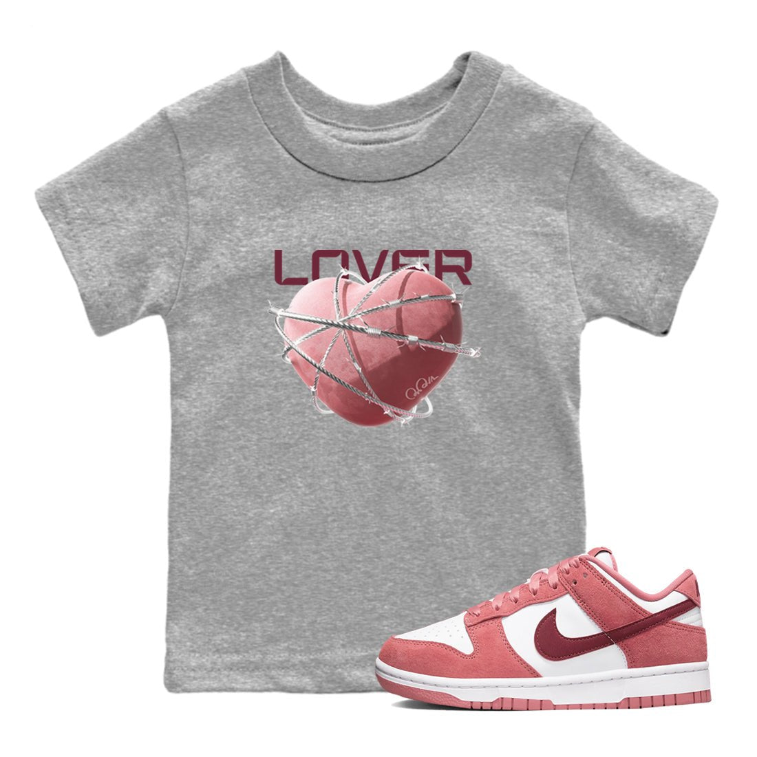 Dunk Valentines Day 2024 shirt to match jordans Heart Lover sneaker tees Dunk Valentines Day 2024 SNRT Sneaker Release Tees Baby Toddler Heather Grey 2 T-Shirt