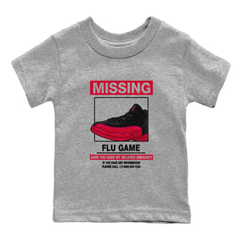 Missing Sneaker SNRT Sneaker Tees Kids - Air Jordan 12 Flu Game - SNRT Sneaker T-shirts