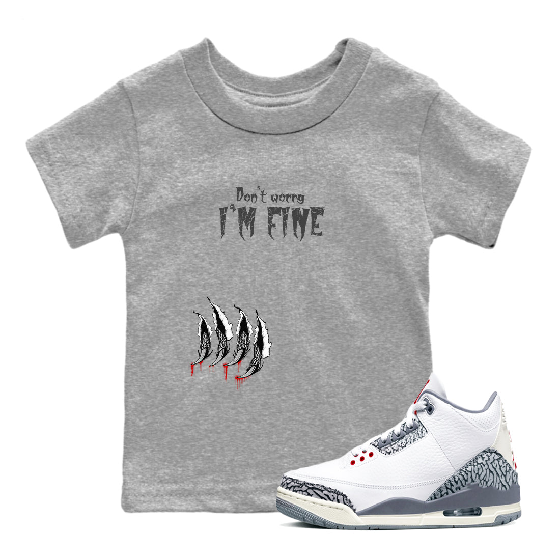 I'm Fine SNRT Sneaker Tees Kids - Air Jordan 3 Cement Grey - SNRT Sneaker T-shirts