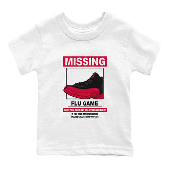 Missing Sneaker SNRT Sneaker Tees Kids - Air Jordan 12 Flu Game - SNRT Sneaker T-shirts