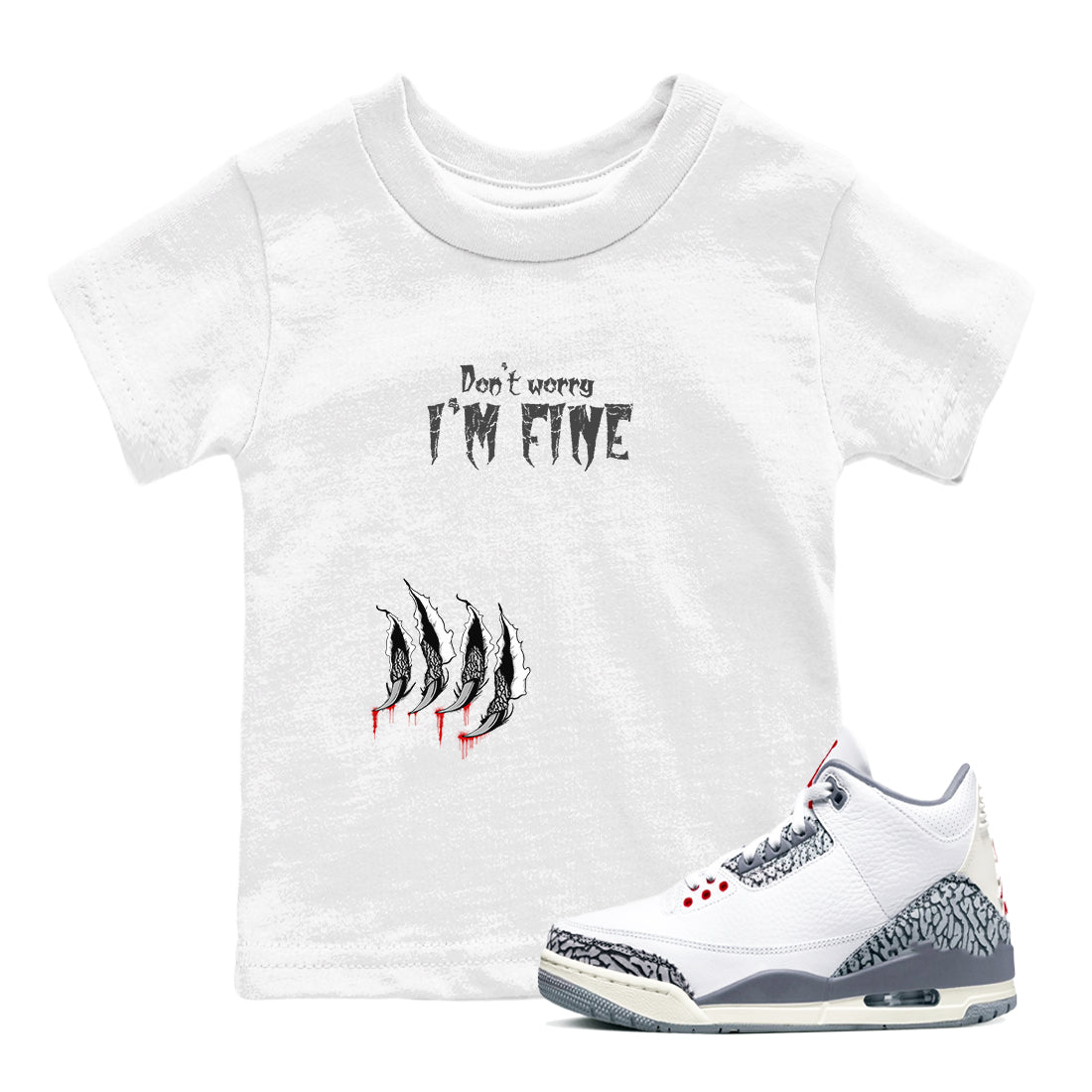 I'm Fine SNRT Sneaker Tees Kids - Air Jordan 3 Cement Grey - SNRT Sneaker T-shirts