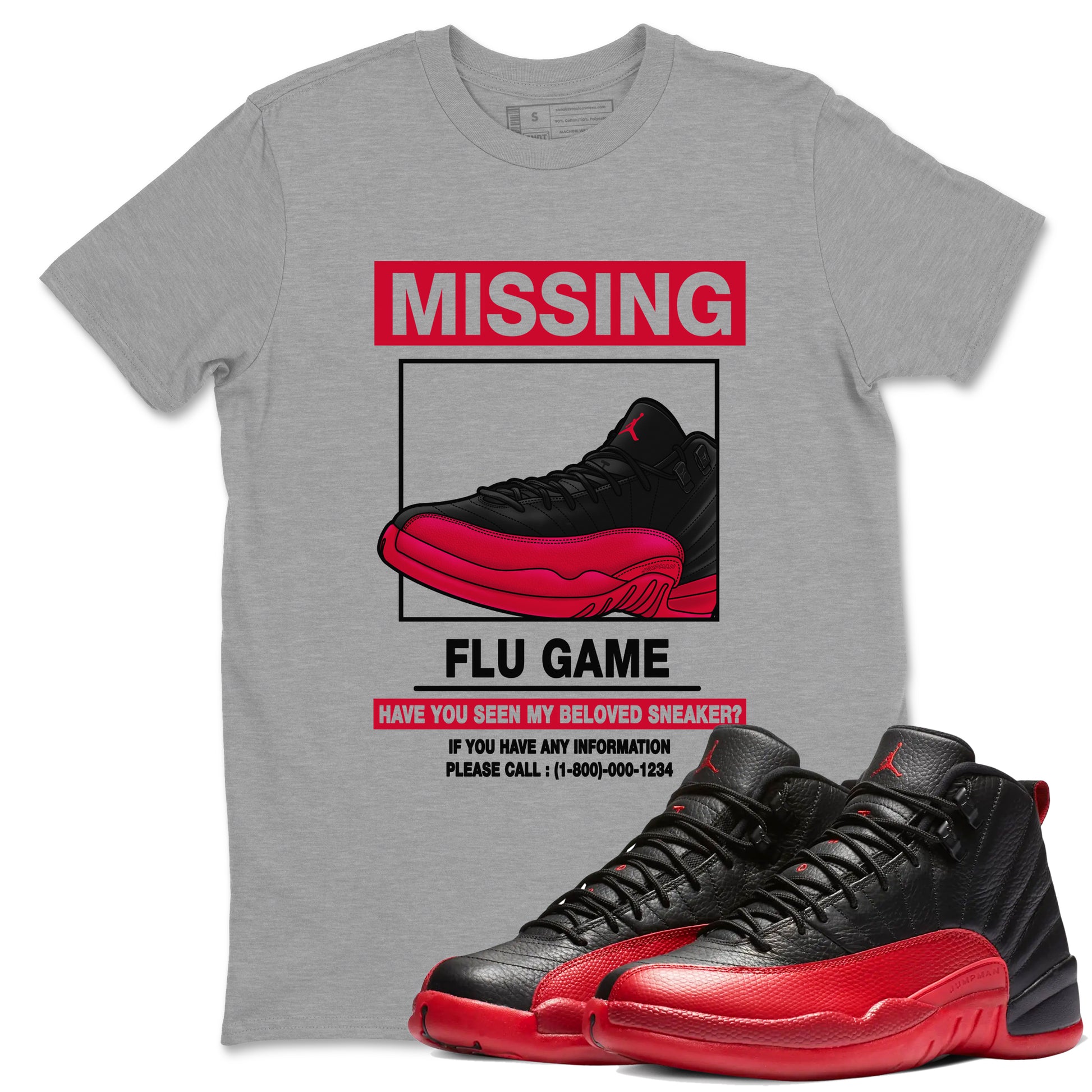 Missing Sneaker SNRT Sneaker Tees - Air Jordan 12 Flu Game - SNRT Sneaker T-shirts