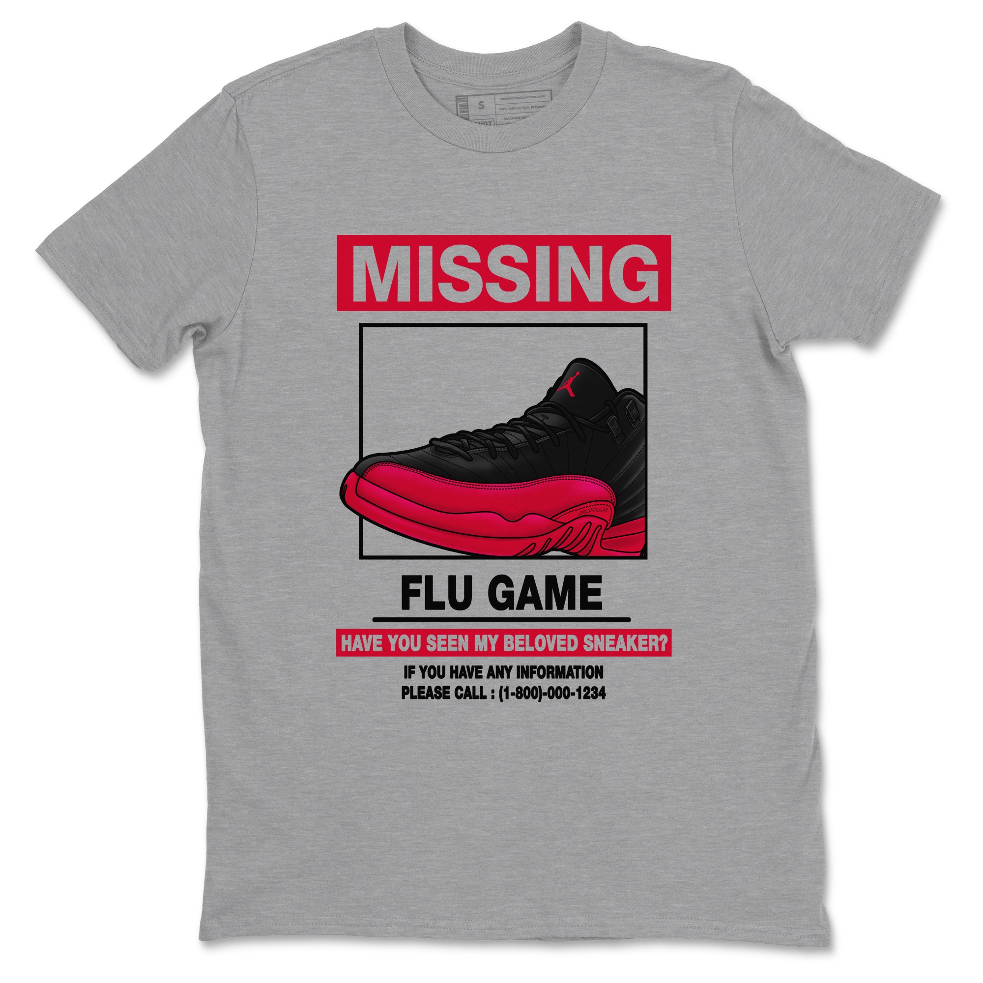 Missing Sneaker SNRT Sneaker Tees - Air Jordan 12 Flu Game - SNRT Sneaker T-shirts