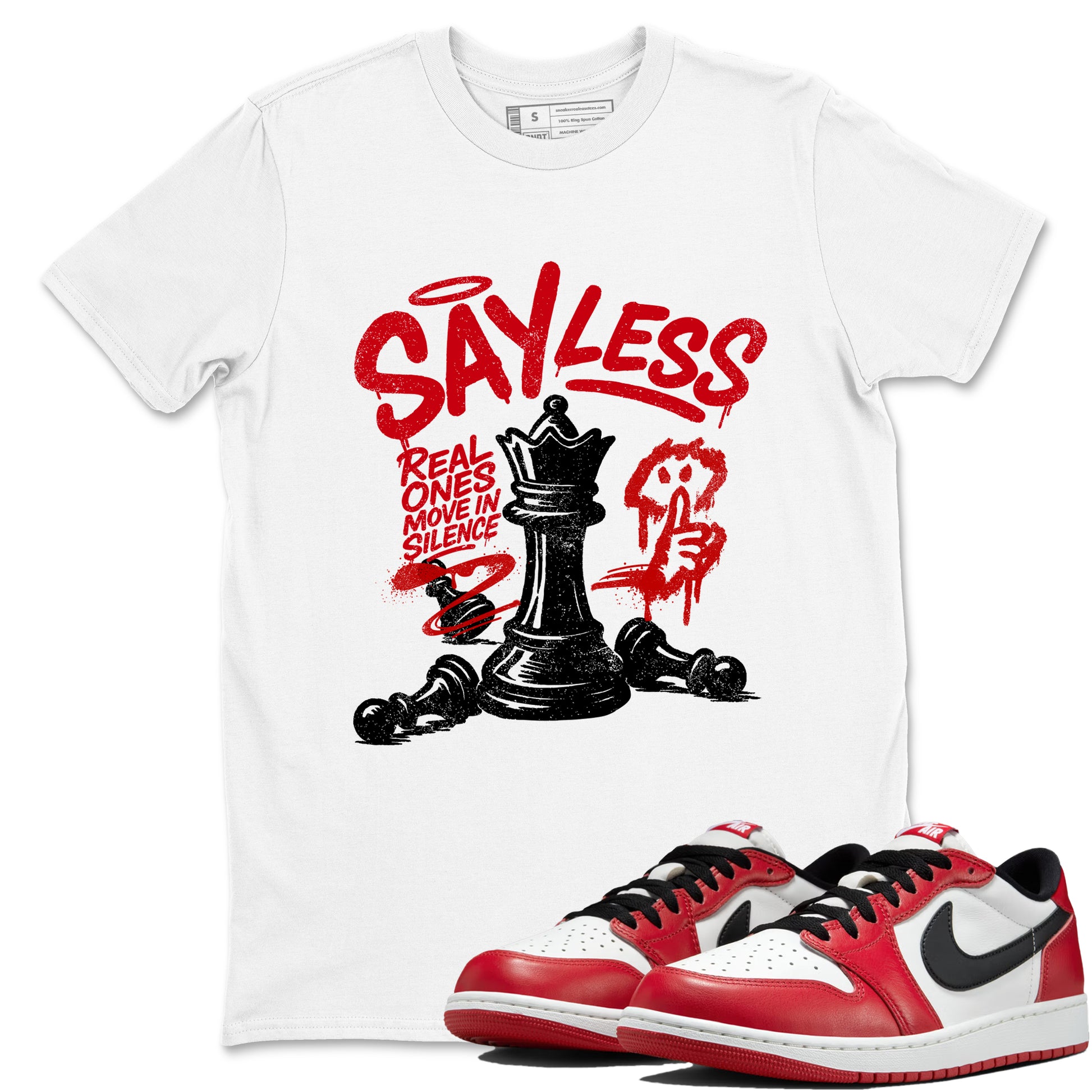 Say Less SNRT Sneaker Tees - Air Jordan 1 Low Chicago - SNRT Sneaker T-shirts
