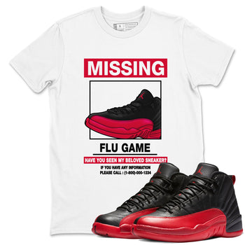 Missing Sneaker SNRT Sneaker Tees - Air Jordan 12 Flu Game - SNRT Sneaker T-shirts