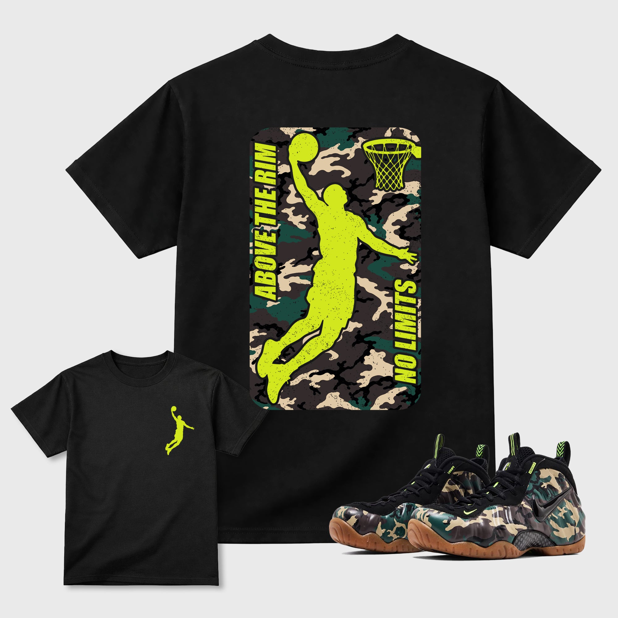 Above The Rim Graphic T-Shirt featuring original streetwear artwork designed to match the . Black Graphic T-Shirt.