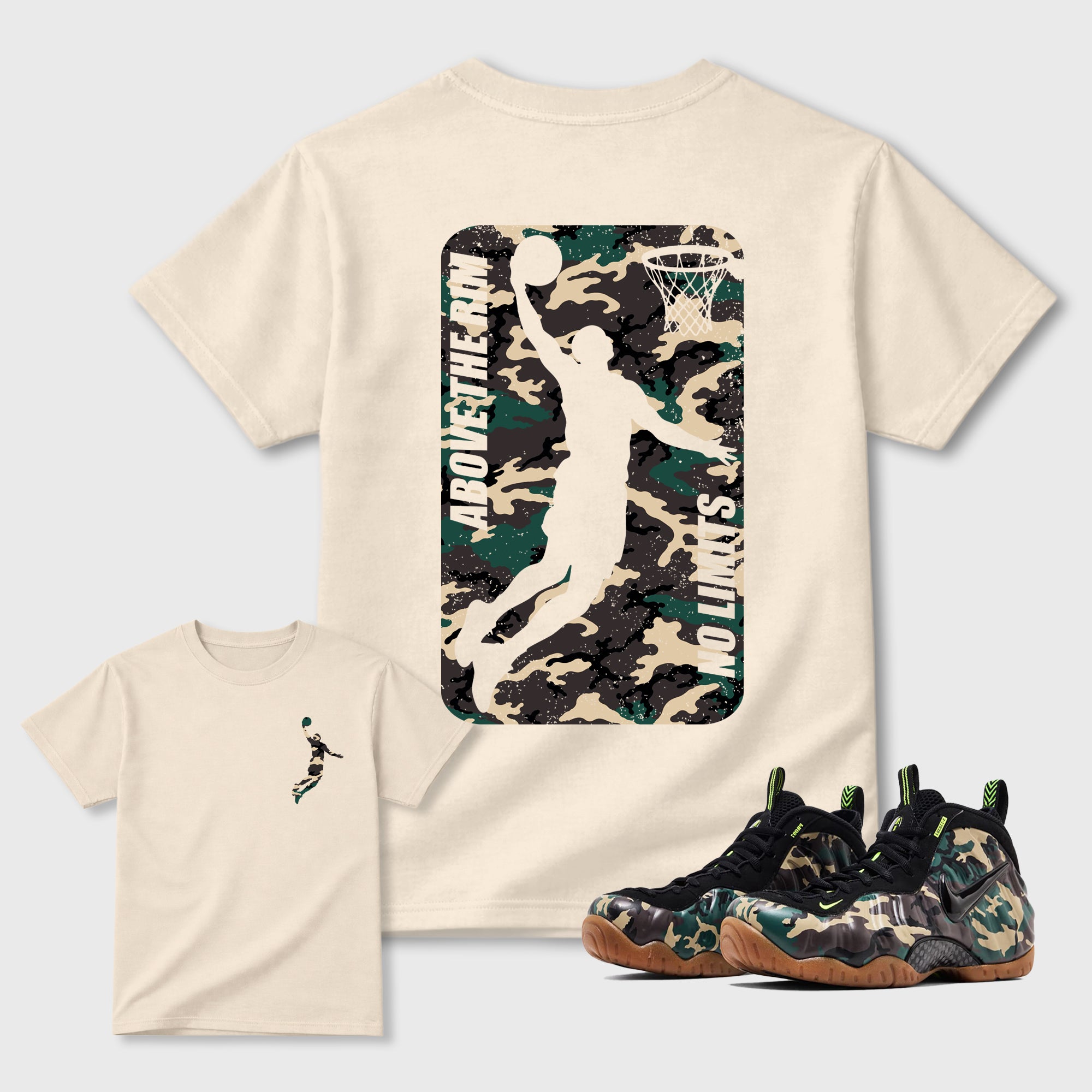 Above The Rim Graphic T-Shirt featuring original streetwear artwork designed to match the . Natural Graphic T-Shirt.