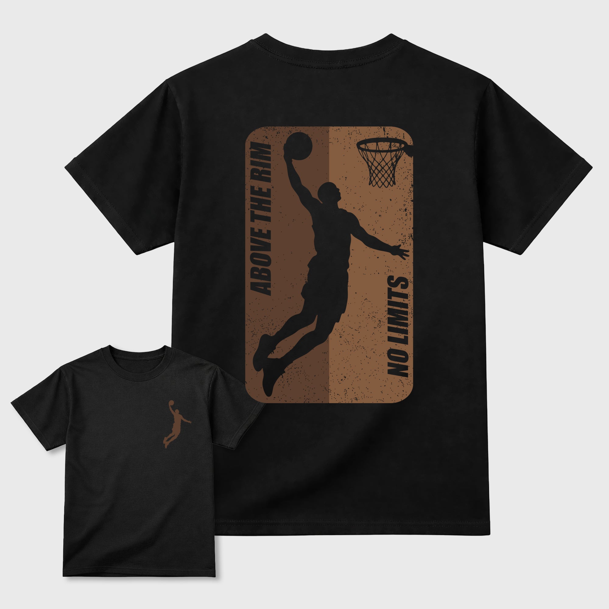 Above The Rim Graphic T-Shirt featuring original streetwear artwork designed to match the Air Max 90 Shadow Brown. Black Graphic T-Shirt.