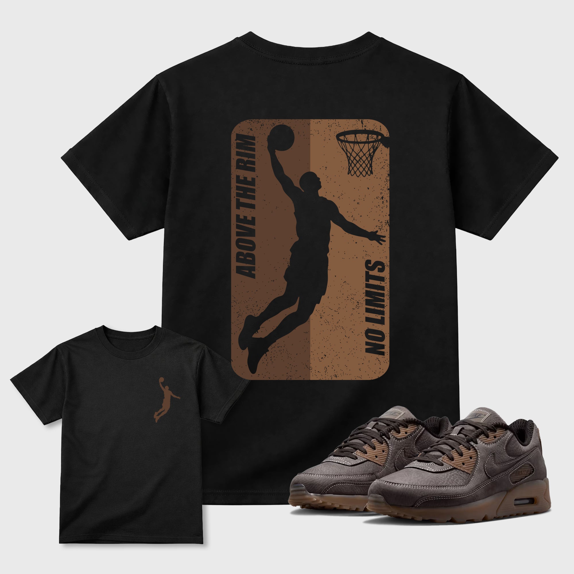 Above The Rim Graphic T-Shirt featuring original streetwear artwork designed to match the . Black Graphic T-Shirt.