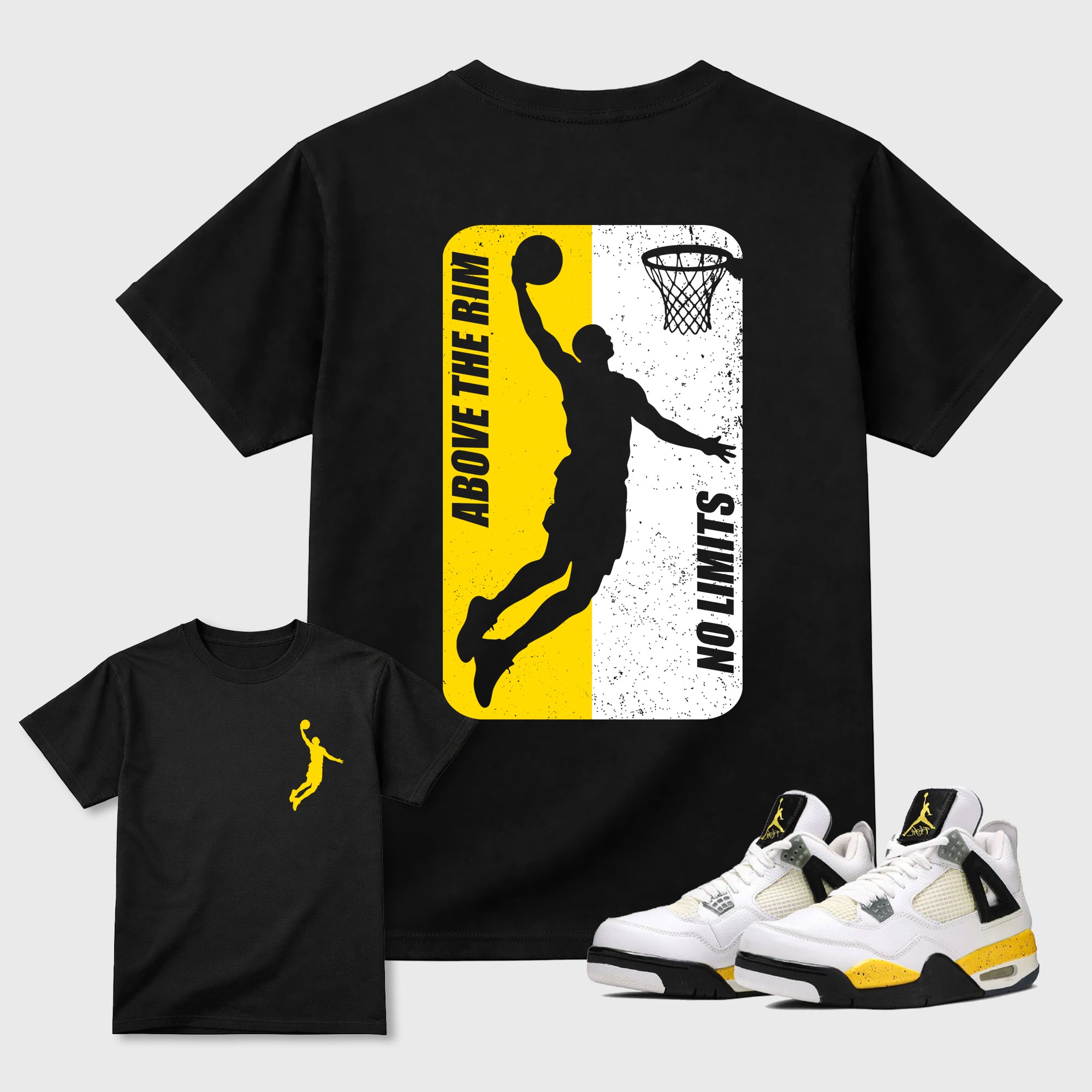 Above The Rim Graphic T-Shirt featuring original streetwear artwork designed to match the . Black Graphic T-Shirt.