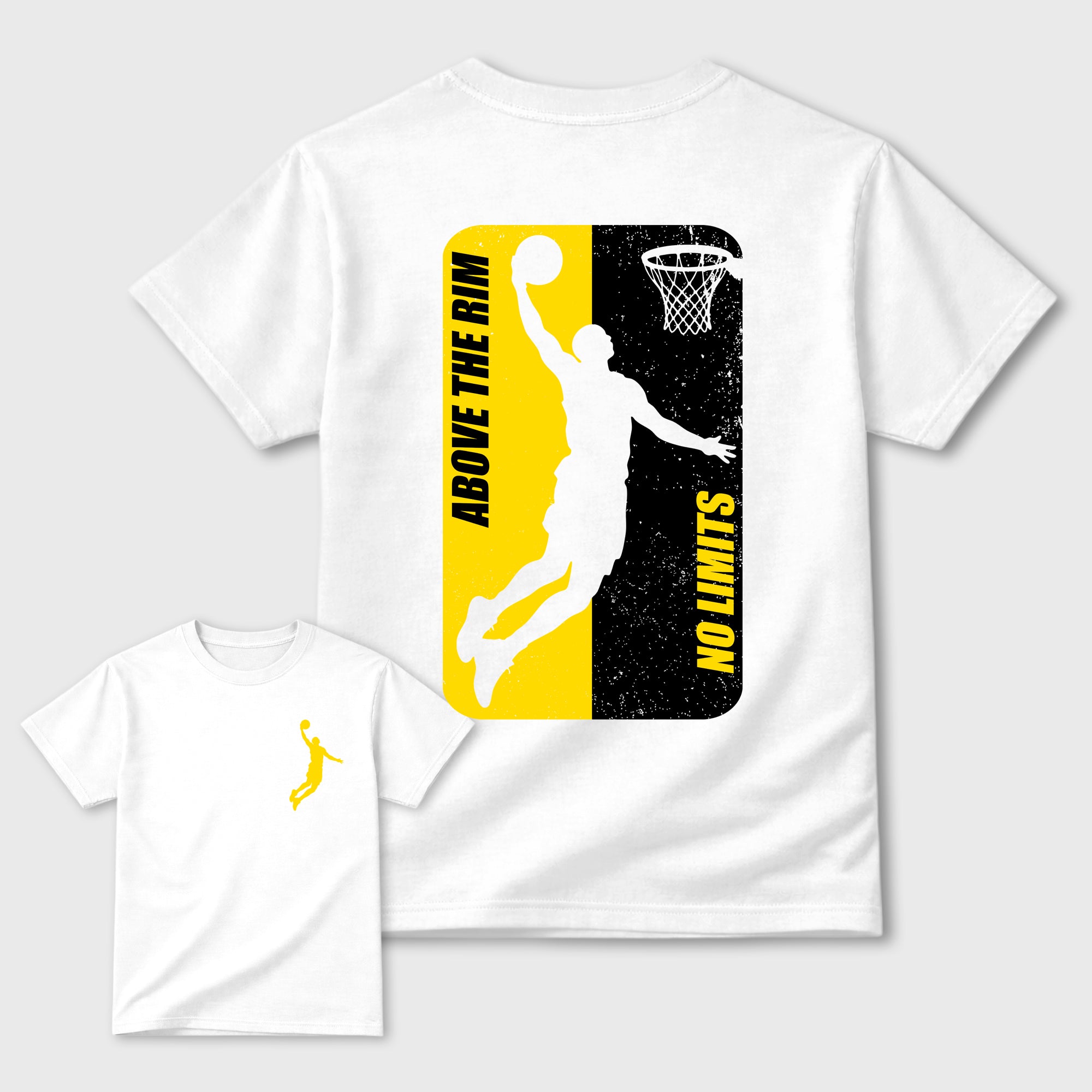 Above The Rim Graphic T-Shirt featuring original streetwear artwork designed to match the Air Jordan 4 Tour Yellow. White Graphic T-Shirt.
