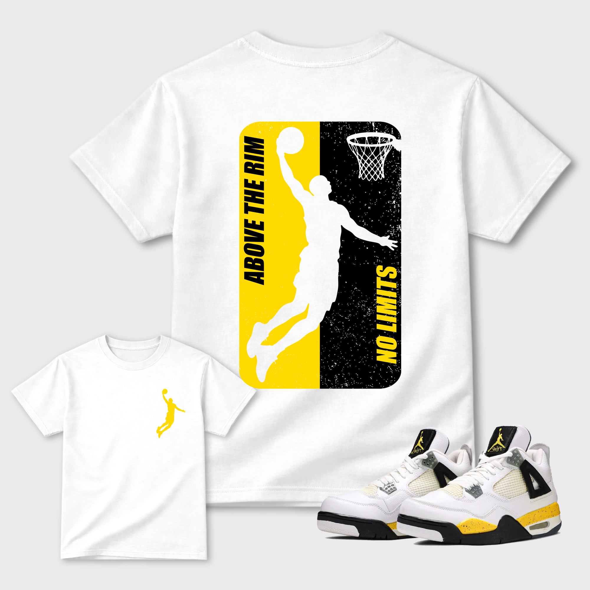 Above The Rim Graphic T-Shirt featuring original streetwear artwork designed to match the . White Graphic T-Shirt.