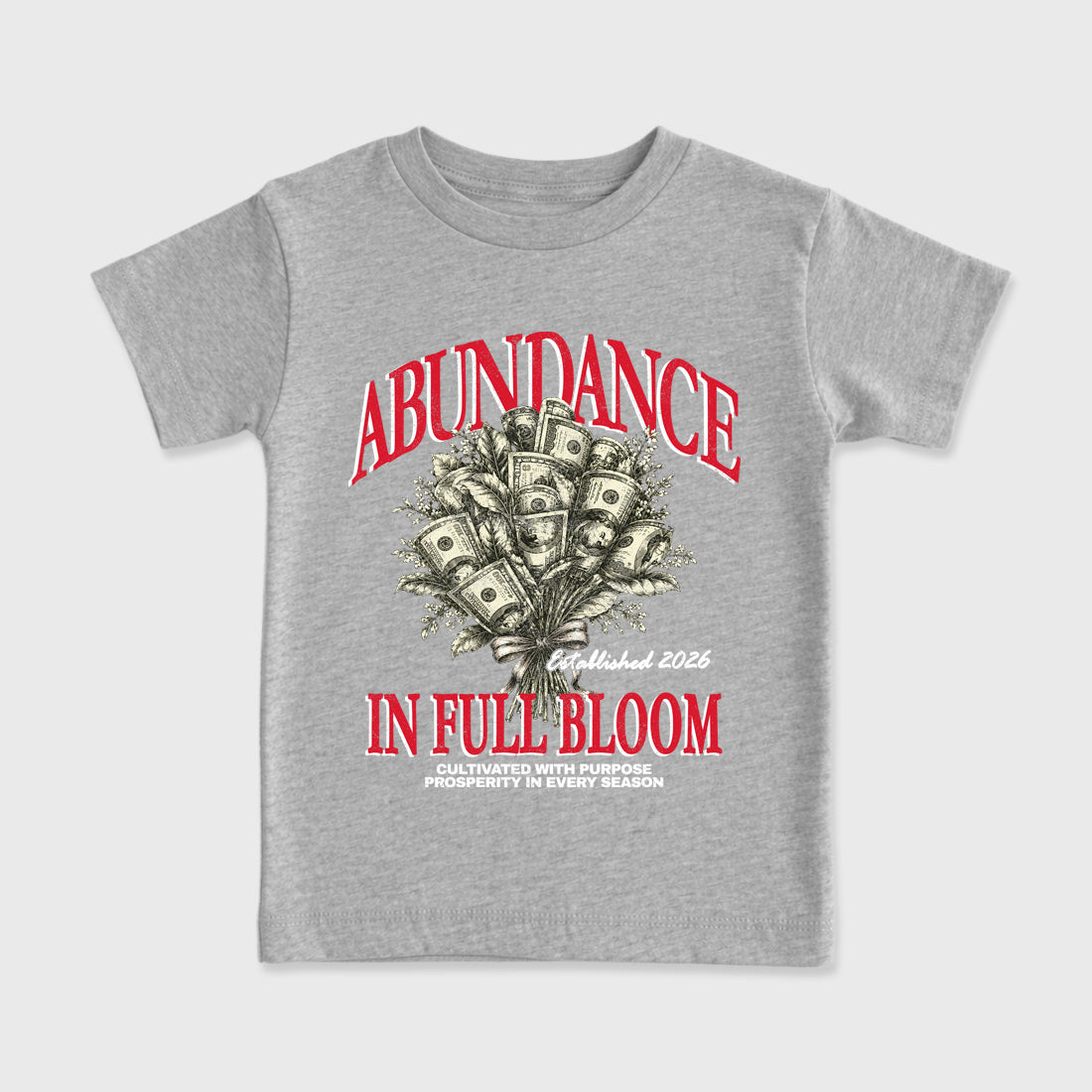 Abundance Baby & Kids Graphic T-Shirt featuring original artwork designed to match the Air Max 95 Reverse Solar Red. Heather Grey 2 Kids Graphic Tee.