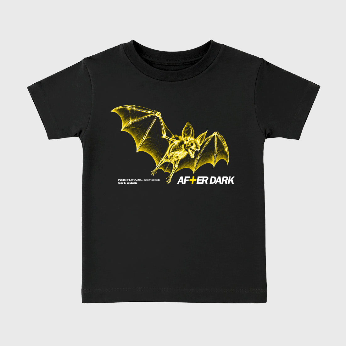 After Dark Baby & Kids Graphic T-Shirt featuring original artwork designed to match the Air Jordan 4 Tour Yellow. Black 2 Kids Graphic Tee.