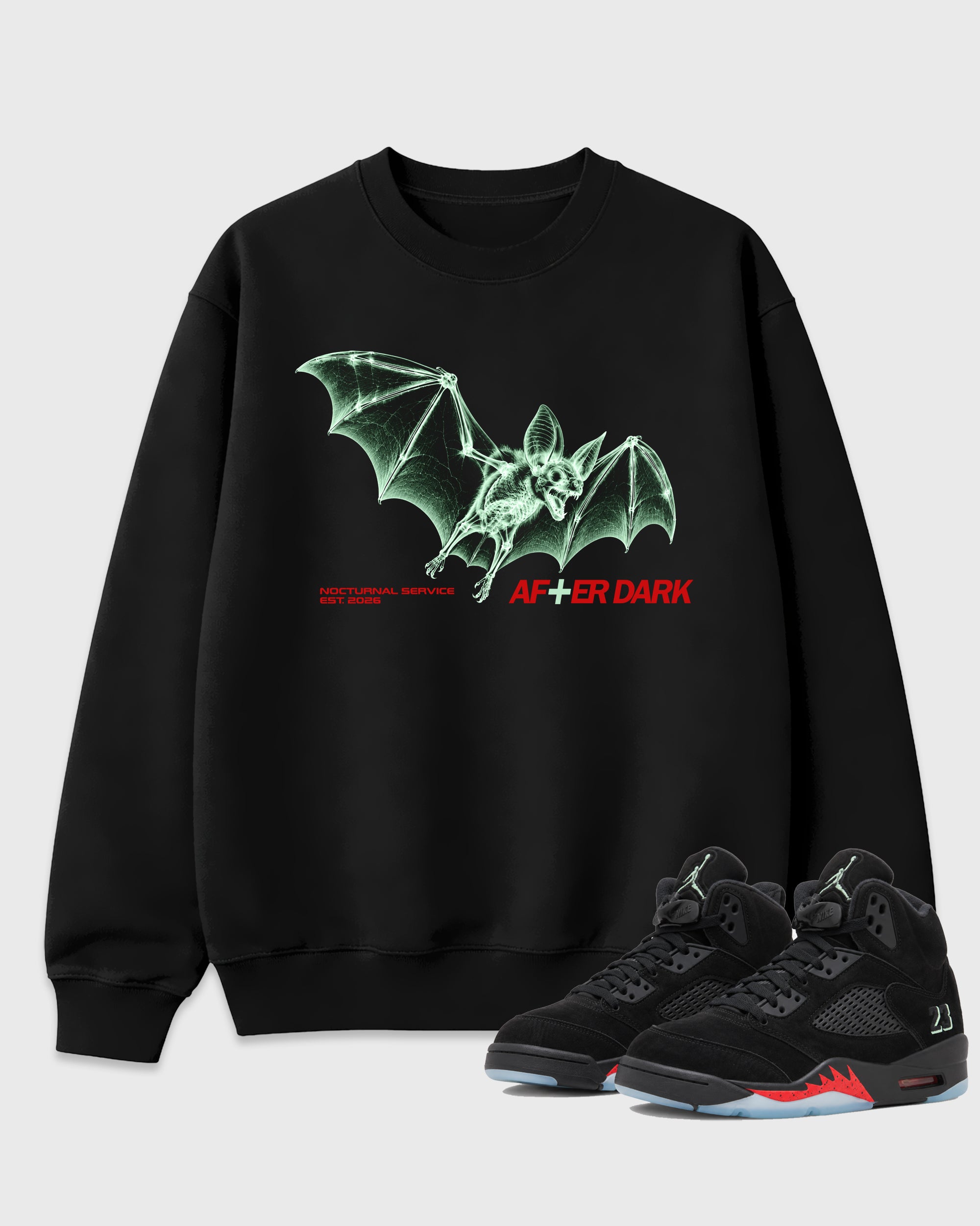 After Dark Graphic T-Shirt featuring original streetwear artwork designed to match the Air Jordan 5 Halloween. Black 1 Graphic Tee.
