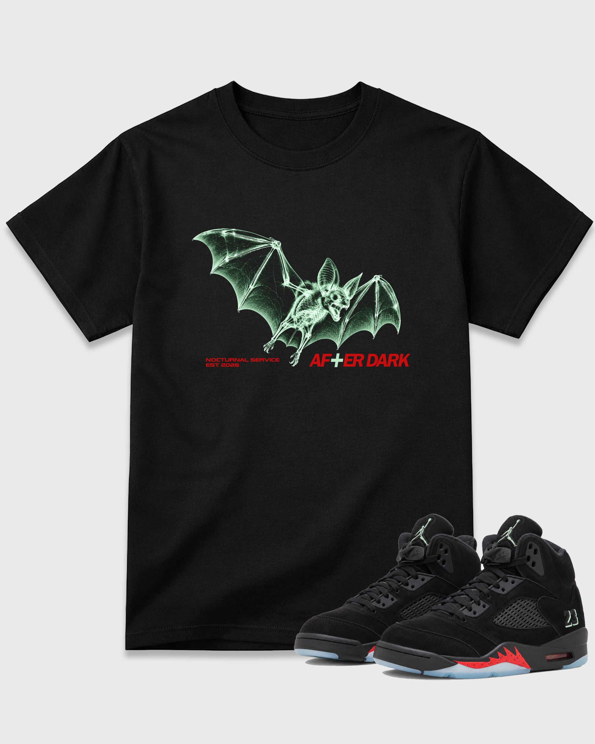 After Dark Graphic T-Shirt featuring original streetwear artwork designed to match the Air Jordan 5 Halloween. Black 1 Graphic T-Shirt.