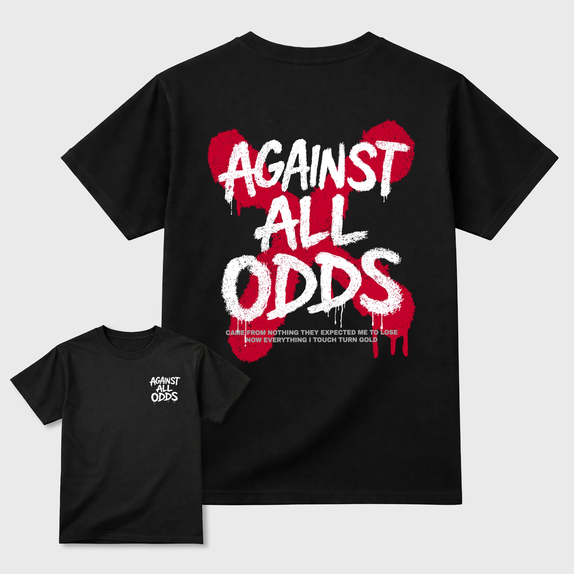 Against All Odds sneaker match t-shirt styled to complete your sneaker outfitwith the AJ4 Toro Bravo, shown in Black.