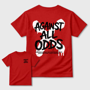 Against All Odds sneaker match t-shirt styled to complete your sneaker outfitwith the AJ4 Toro Bravo, shown in Red.
